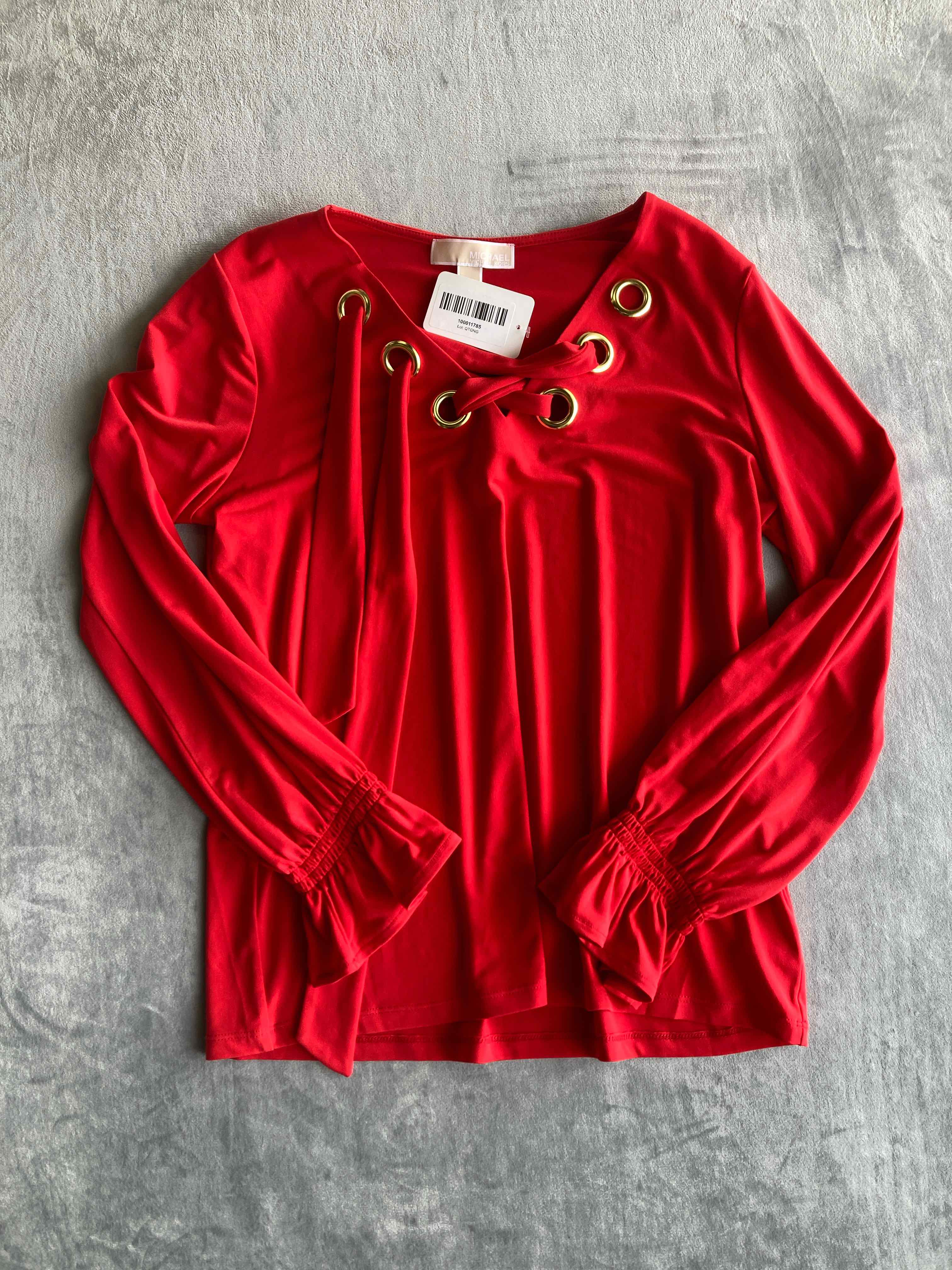 Michael Kors Red 95 Polyester 5 Elastane Long Sleeve Top Size 8