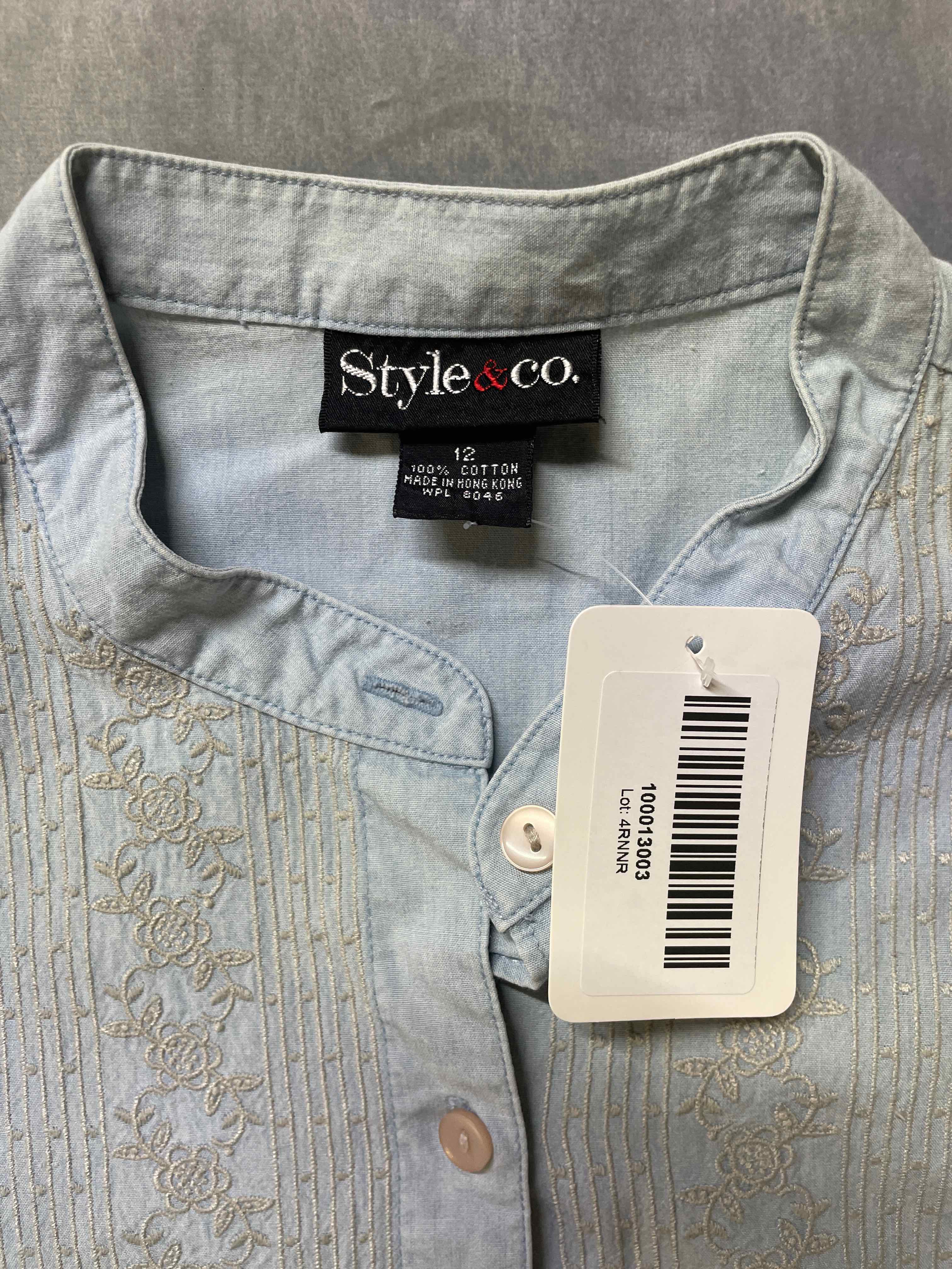 Style & Co Light Blue Cotton Blouse Size 12