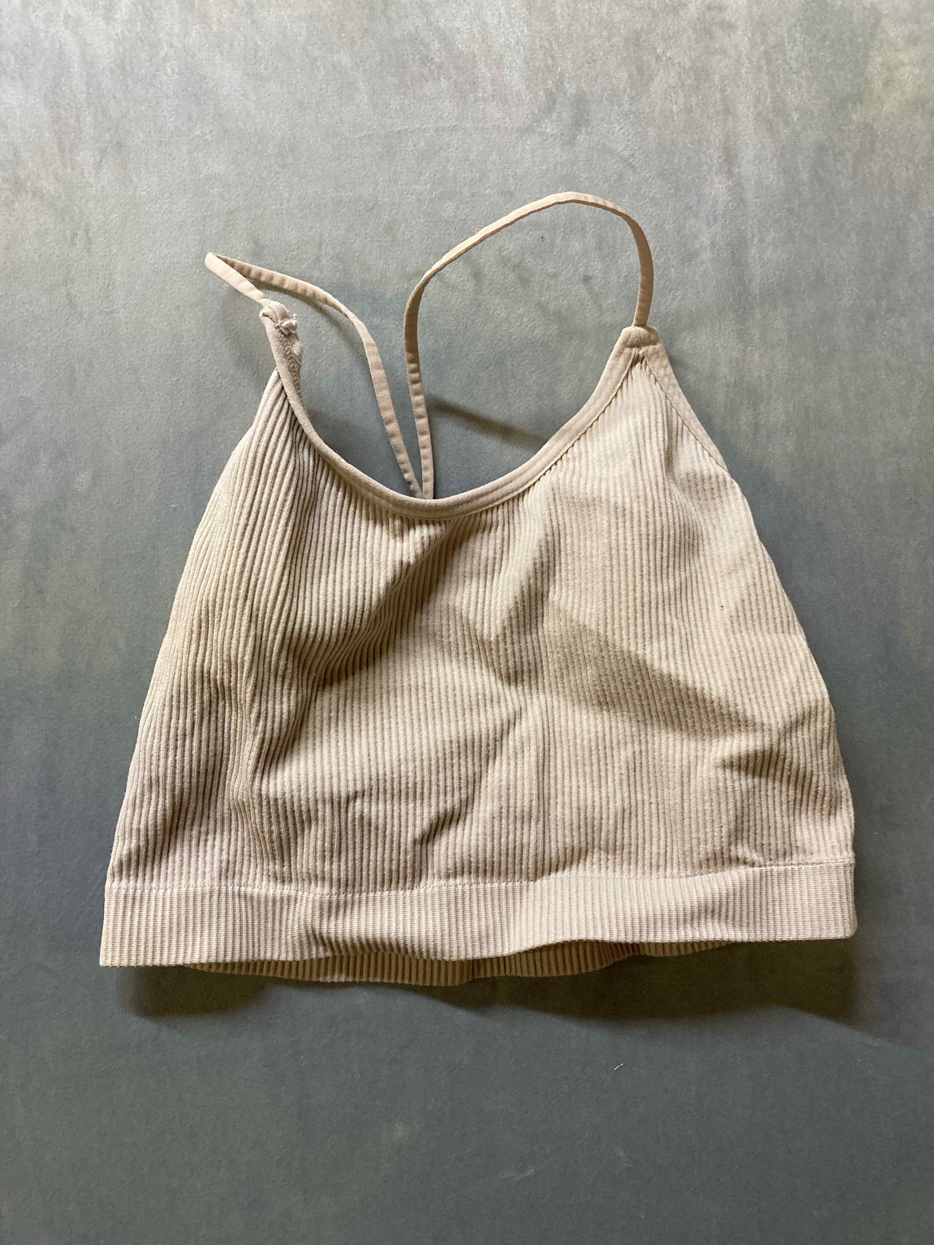 Colsie Beige Ribbed Spaghetti Strap Bralette Small