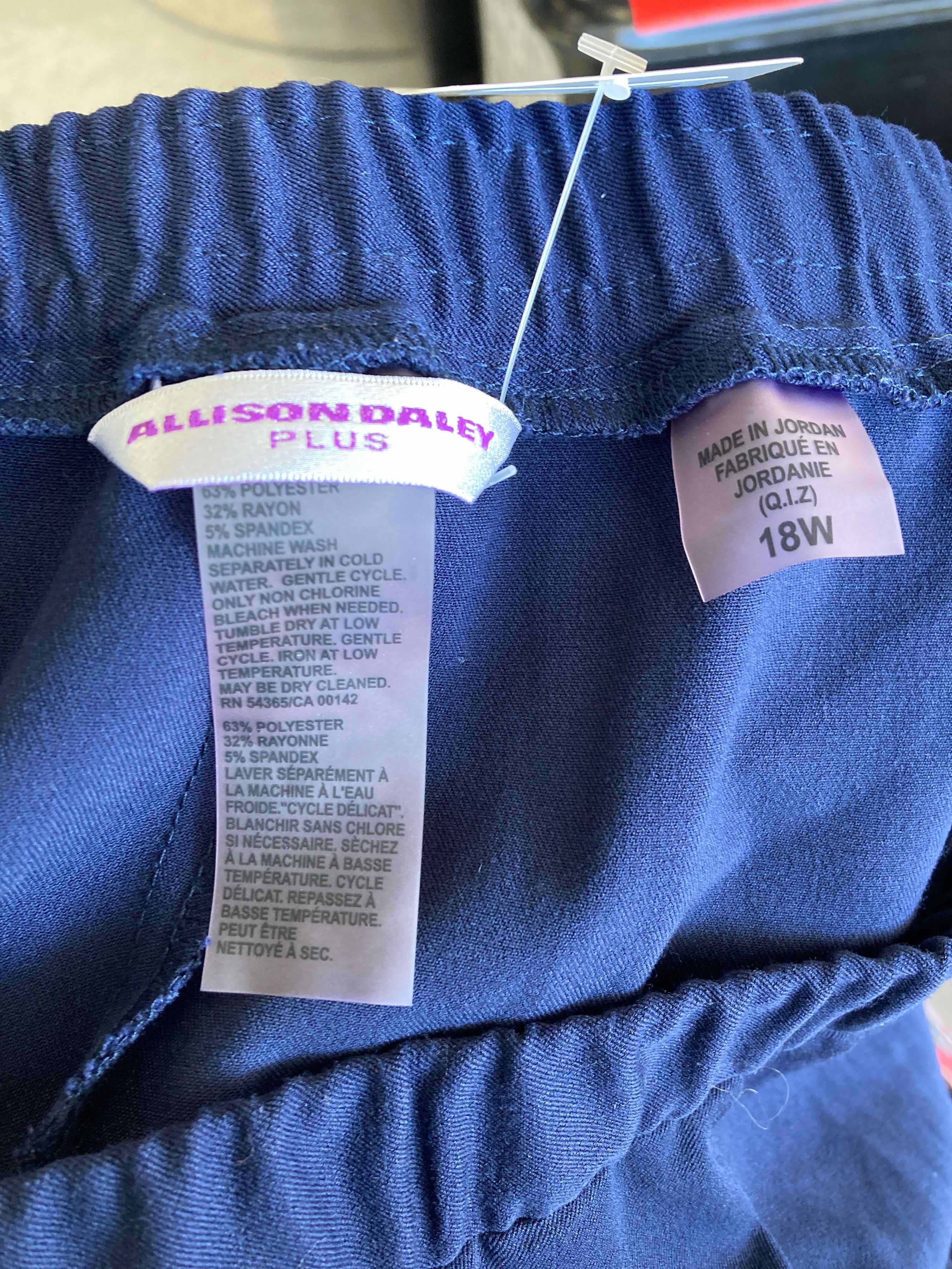 Allison Daley Plus Navy Polyester Blend Pants 18W