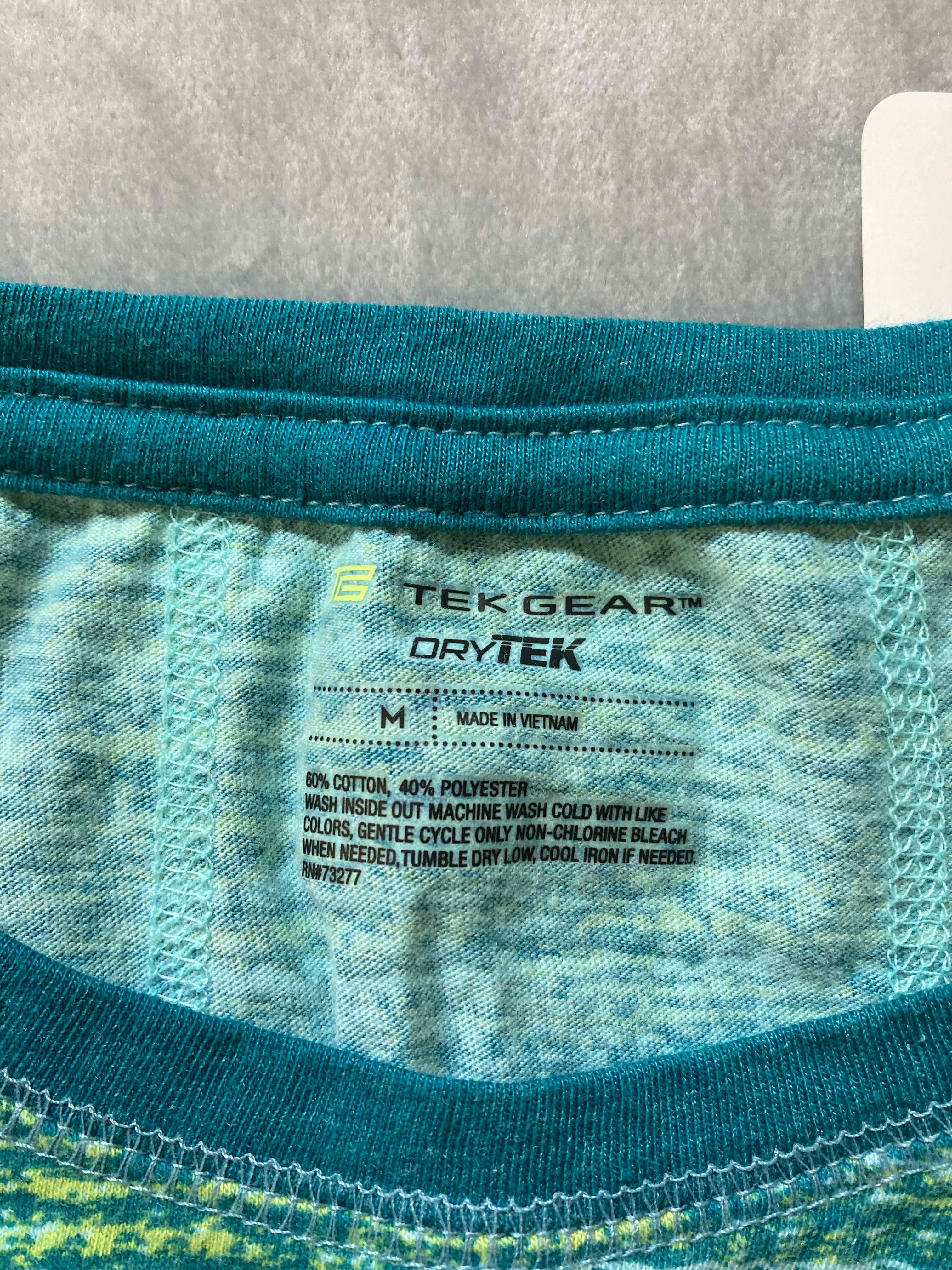 Tek Gear Teal Multicolor Cotton Polyester T-Shirt Medium