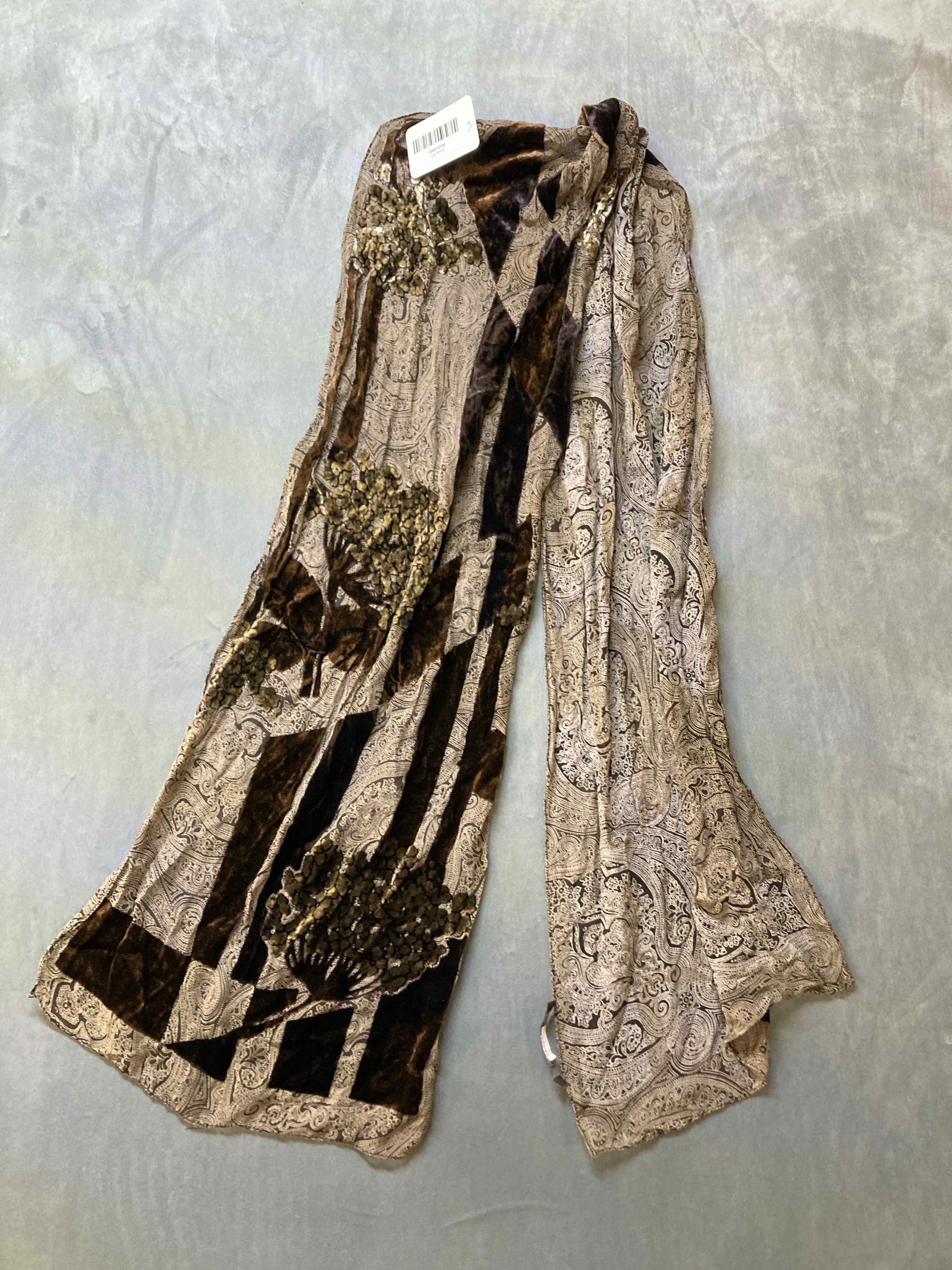 TeX Black Brown Velvet Patterned Scarf