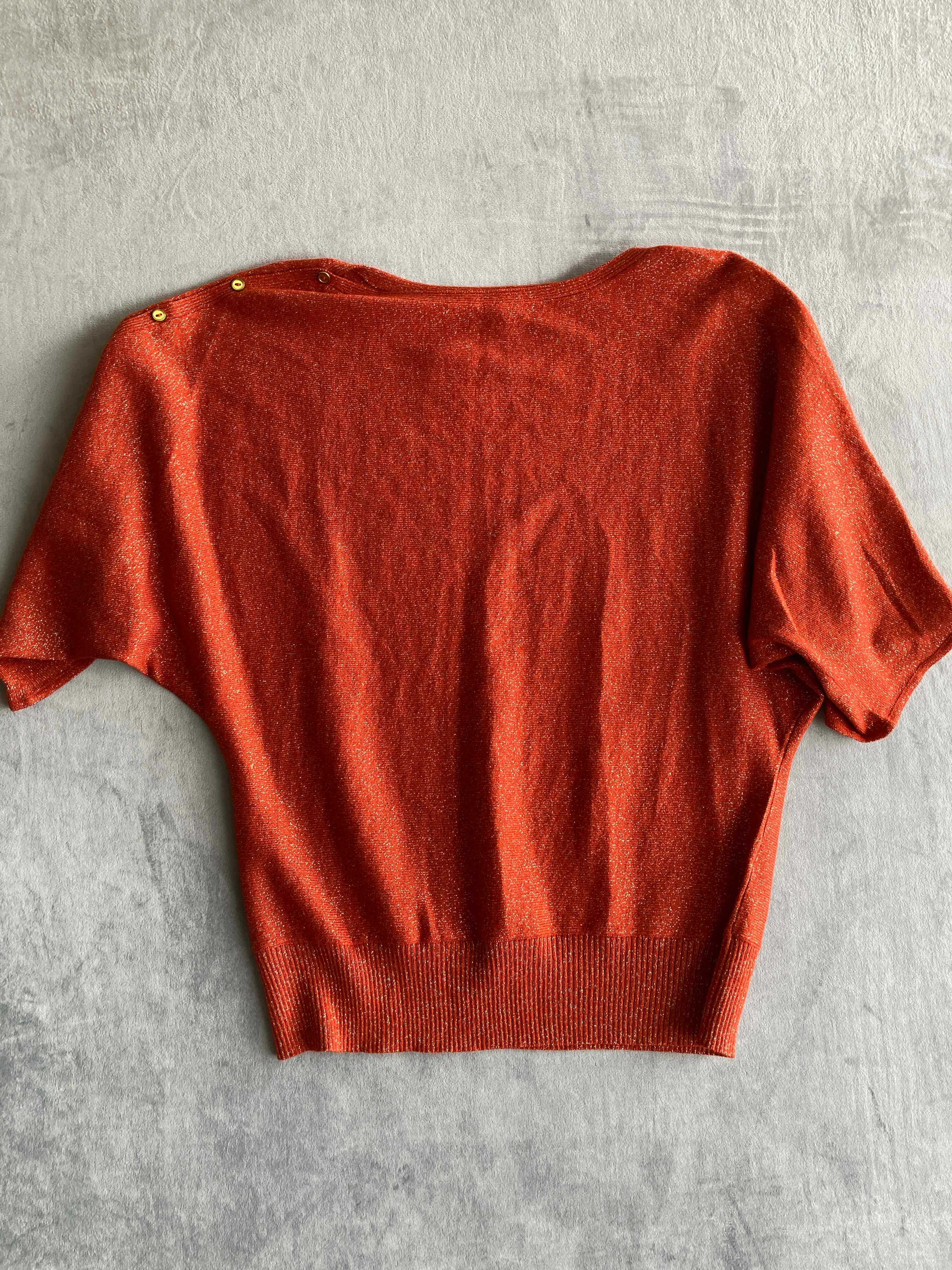 New York Company Orange Metallic Blend Sweater Medium