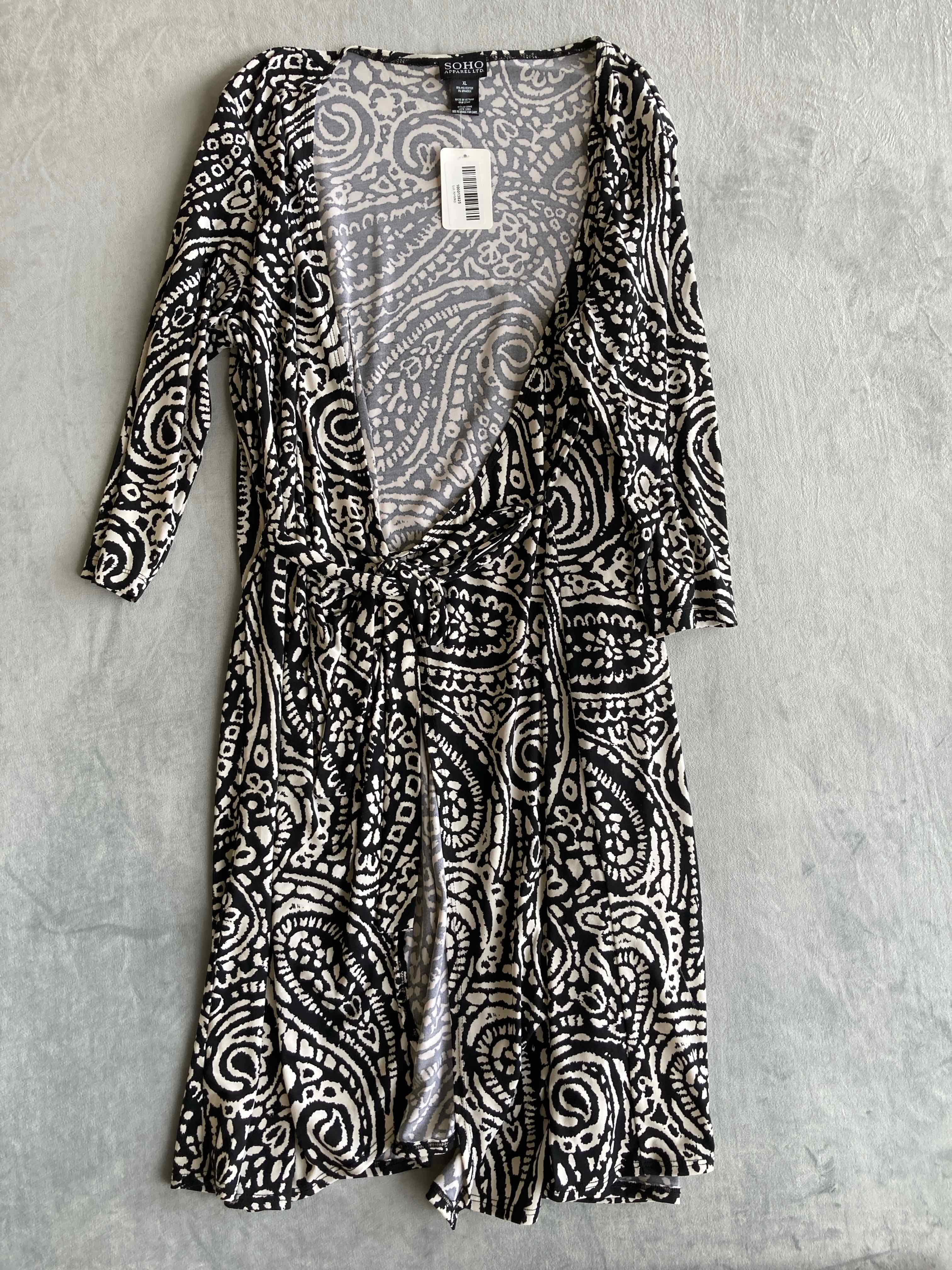 Soho Black White Polyester Blend Dress XL