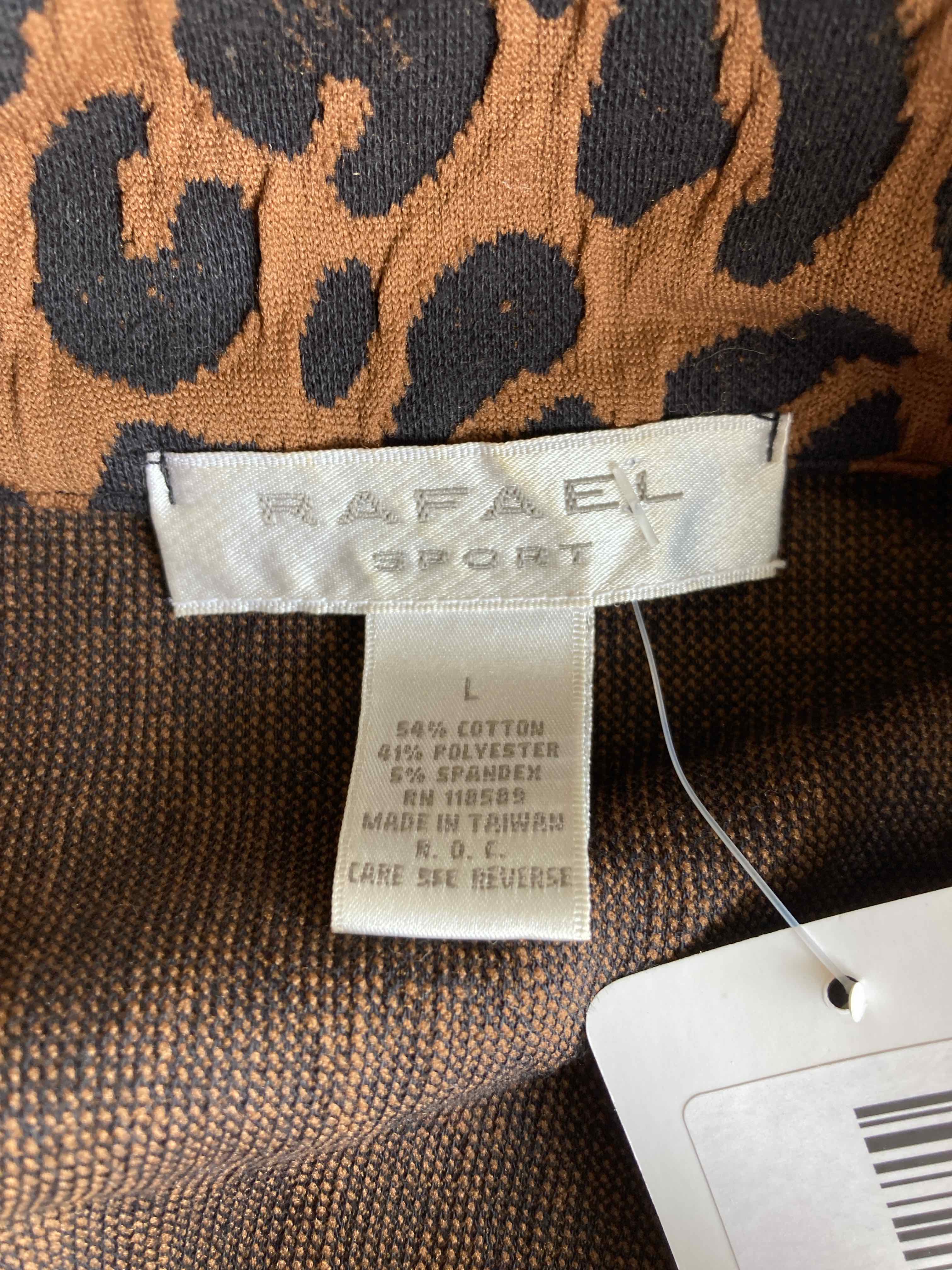 Rafael Brown Leopard Print Cotton Blend Jacket Large
