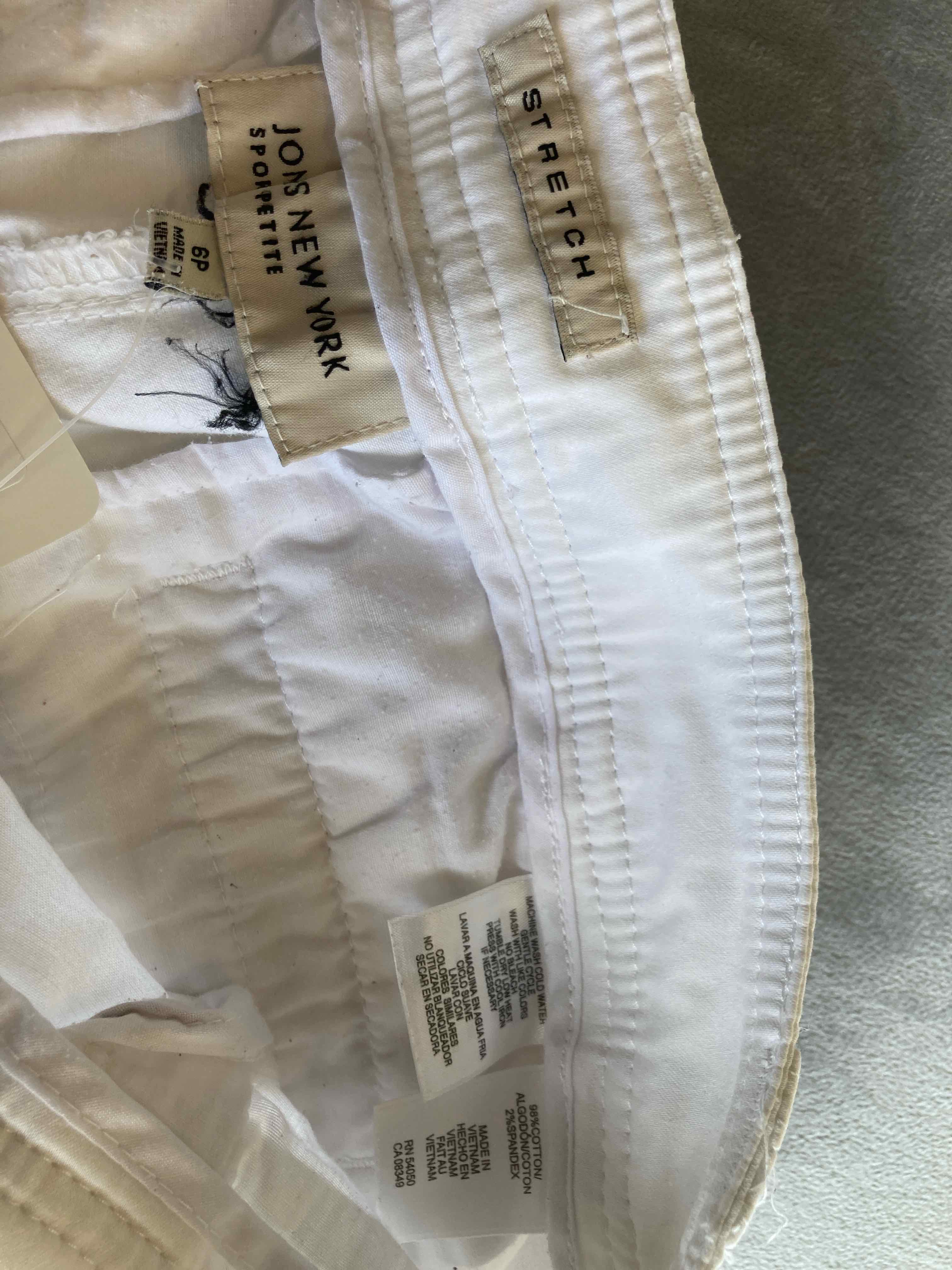 Jons New York White Cotton Blend Pants 6P