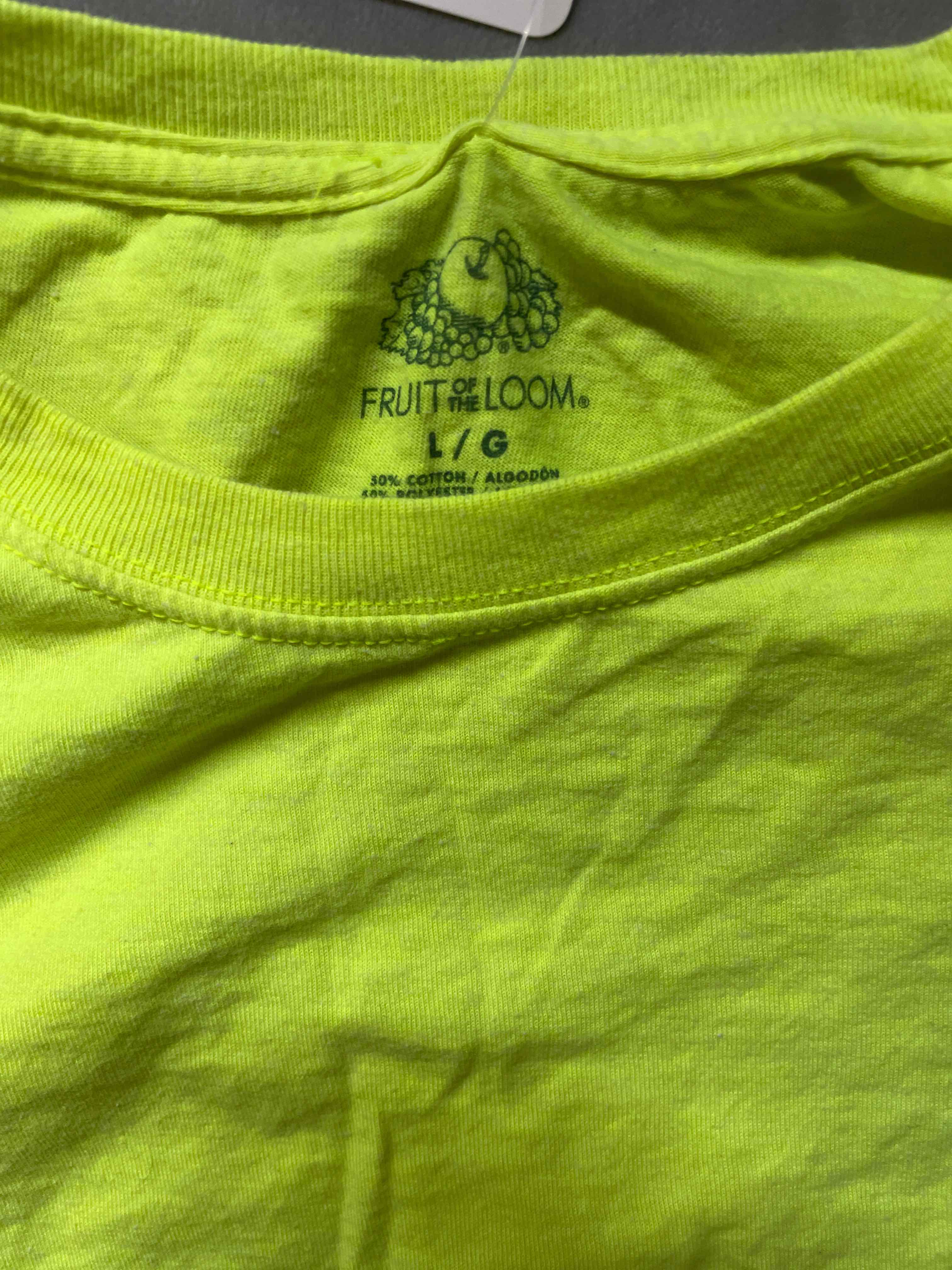 Fruit of the Loom Neon Green Cotton T-Shirt Large