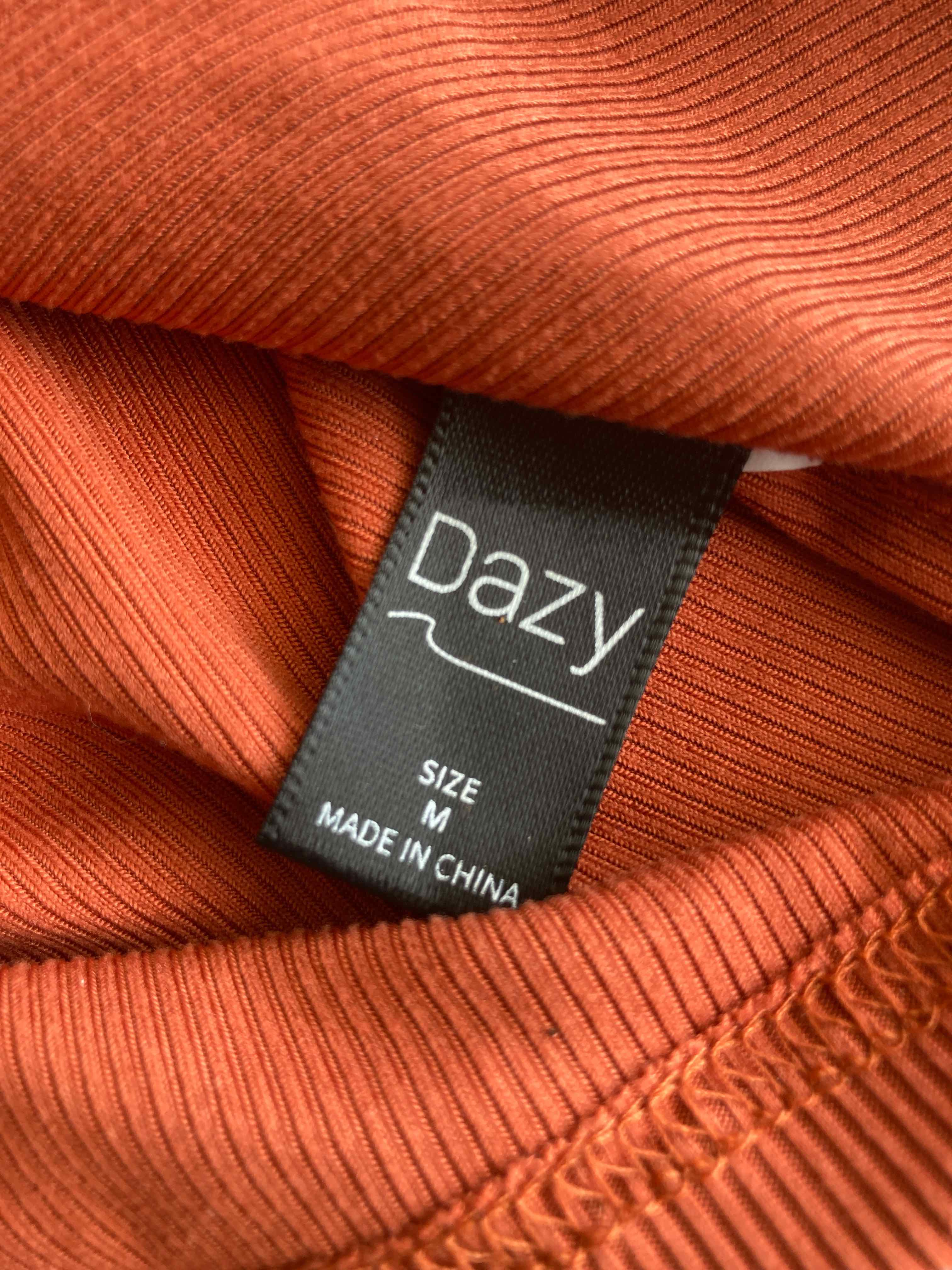 Dazy Rust Ribbed Short Sleeve Top Medium