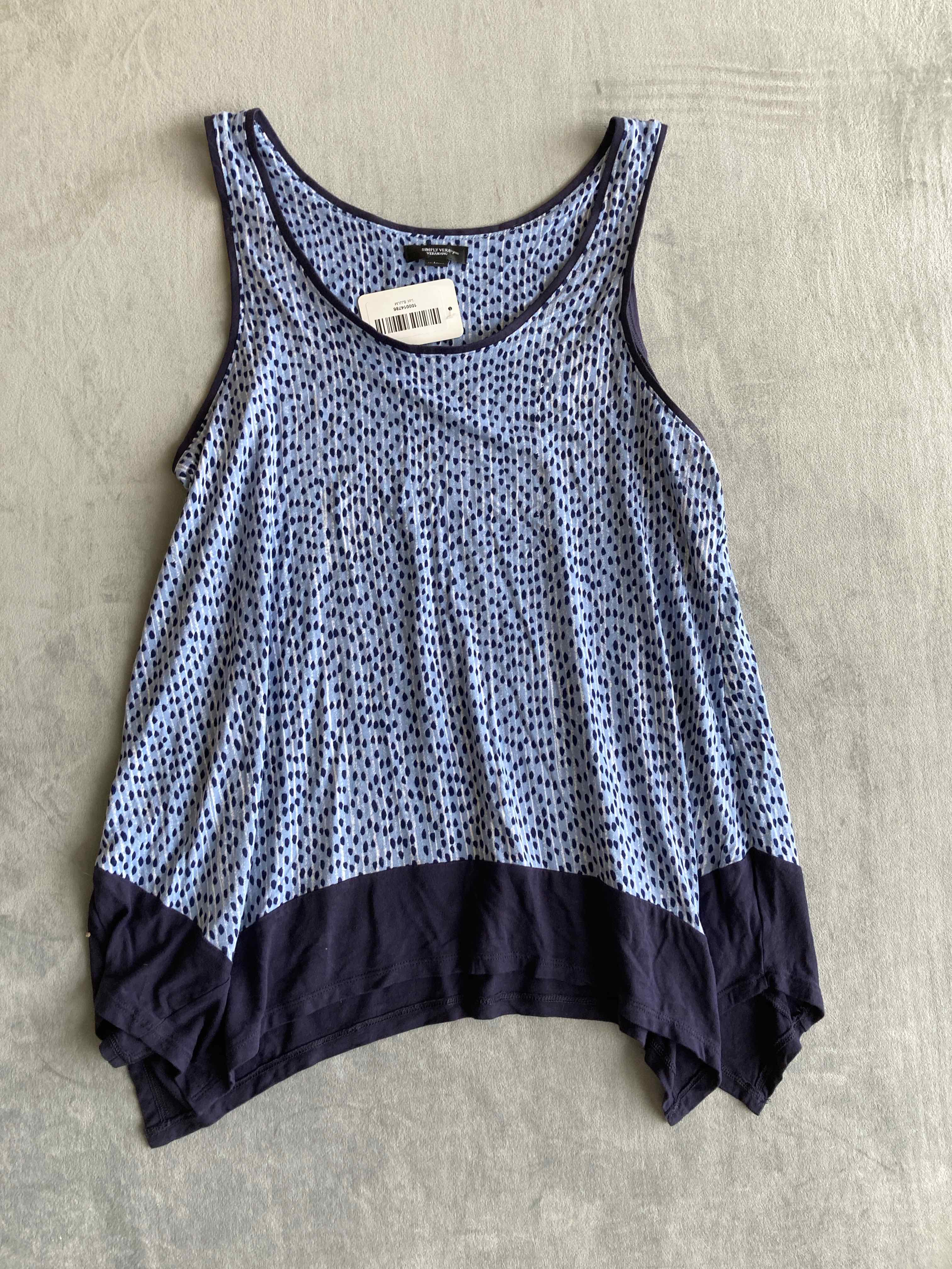 Simply Vera Blue Polka Dot Blend Tank Large