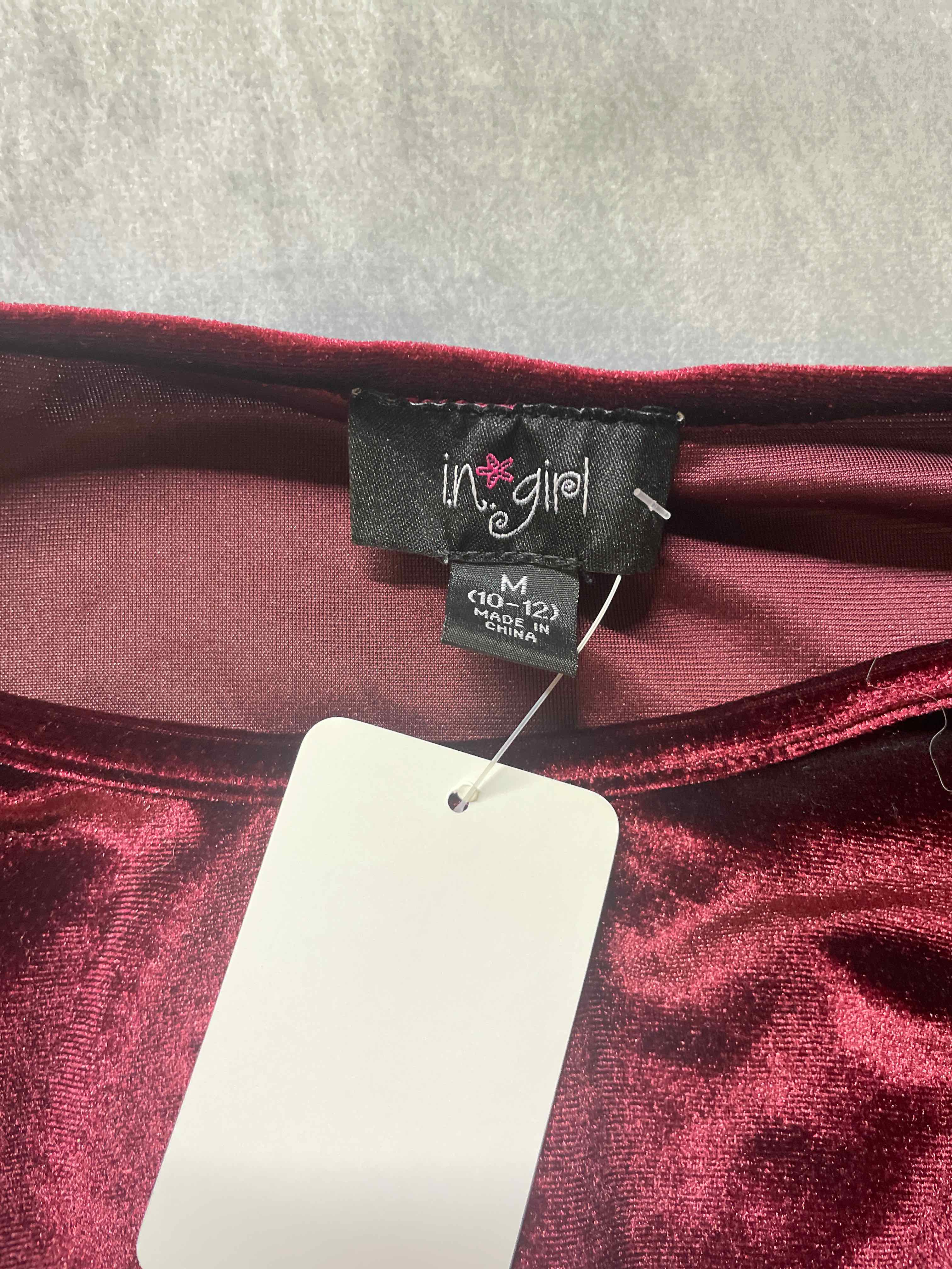 In Girl Burgundy Polyester Blend Crop Top Medium