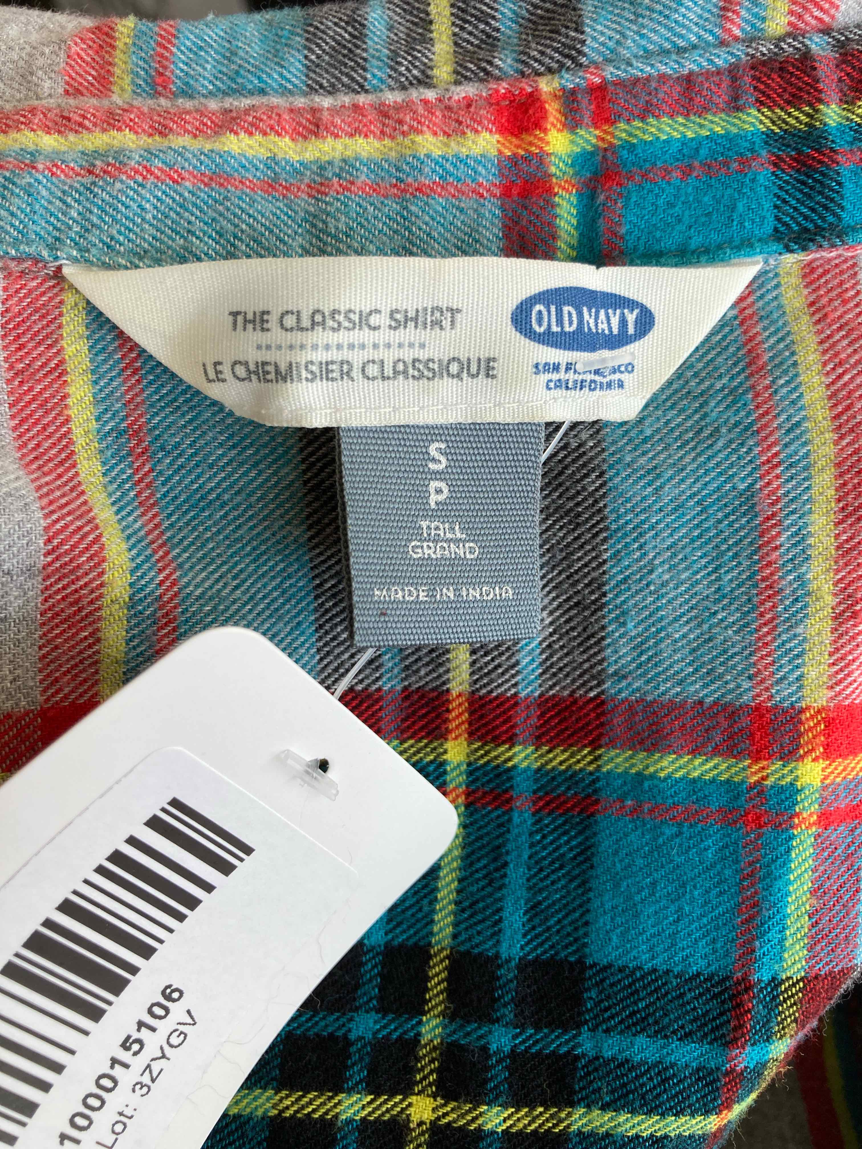 Old Navy Blue Red Plaid Cotton Button-Up Shirt Small