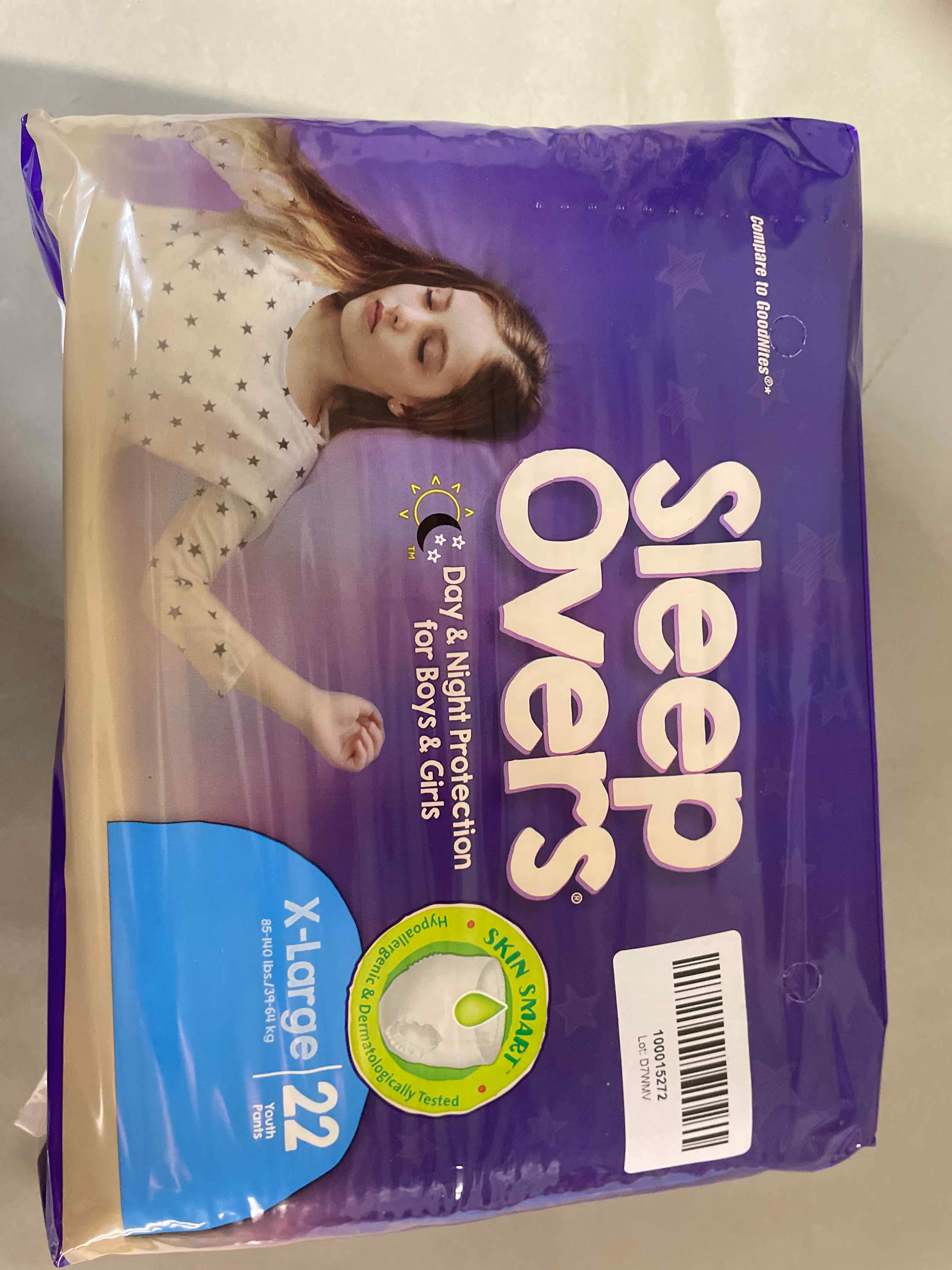 Sleep Overs Purple X-Large Youth Diapers