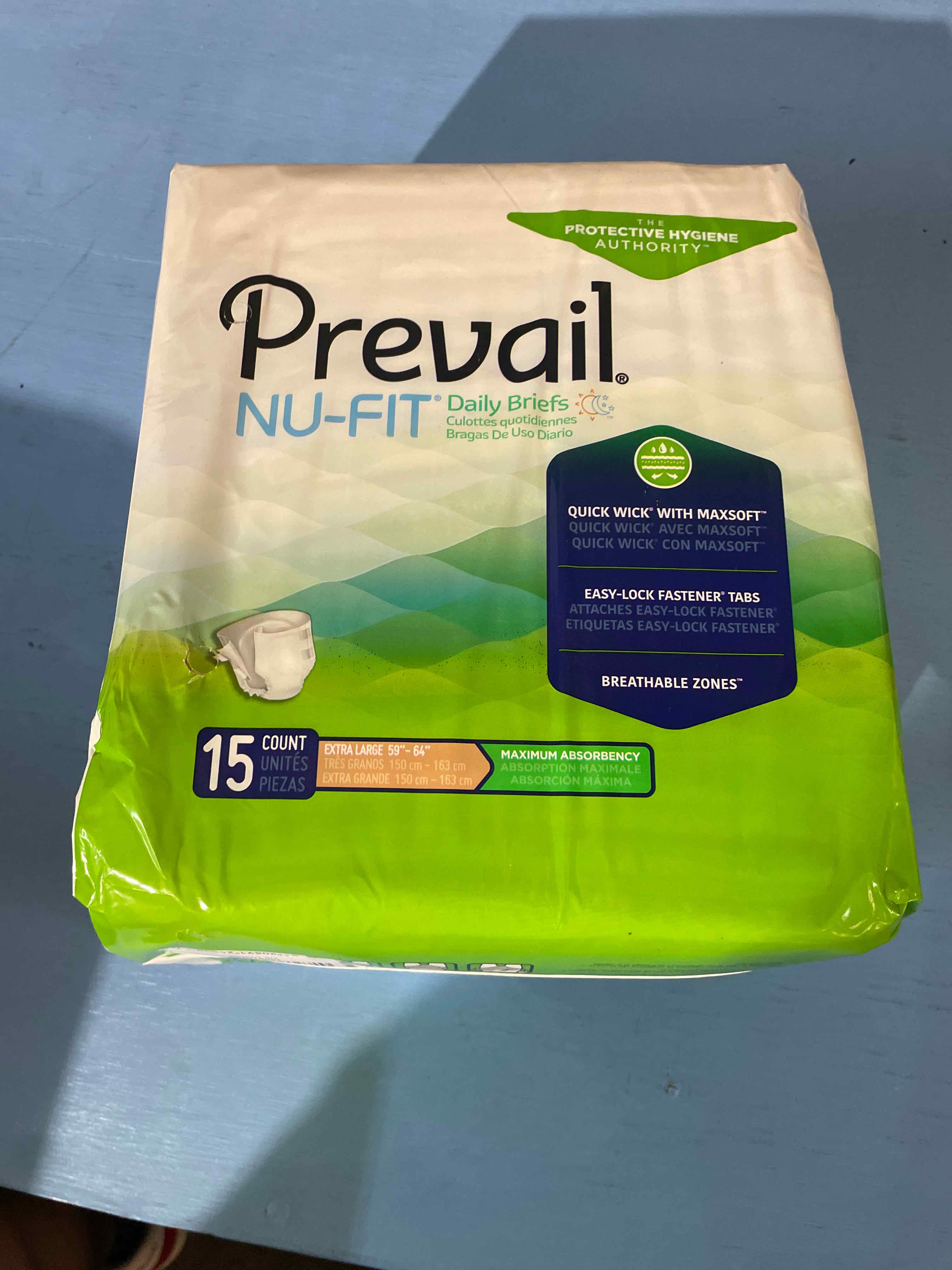 Prevail NU FIT Green Adult Daily Briefs Extra Large