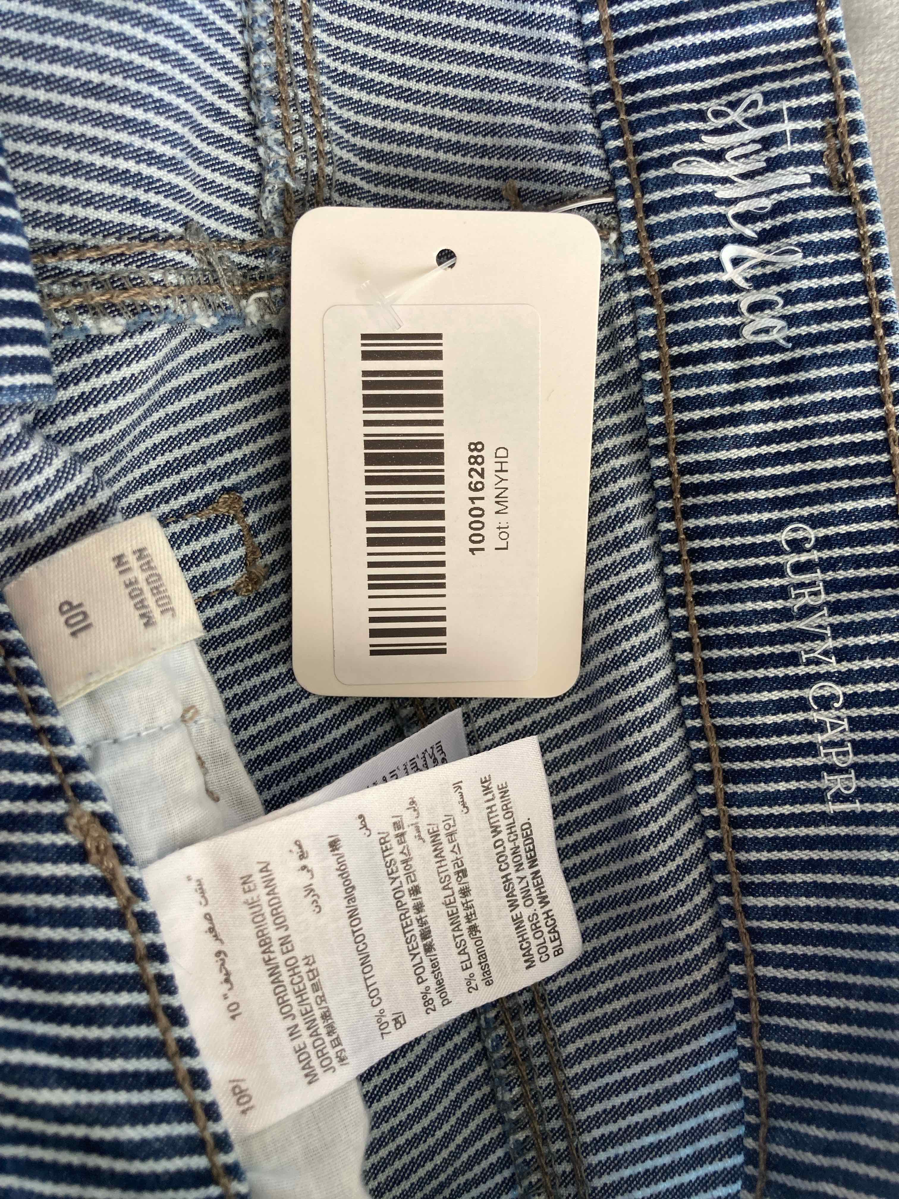 Style & Co Blue Striped Cotton Blend Capris 10P