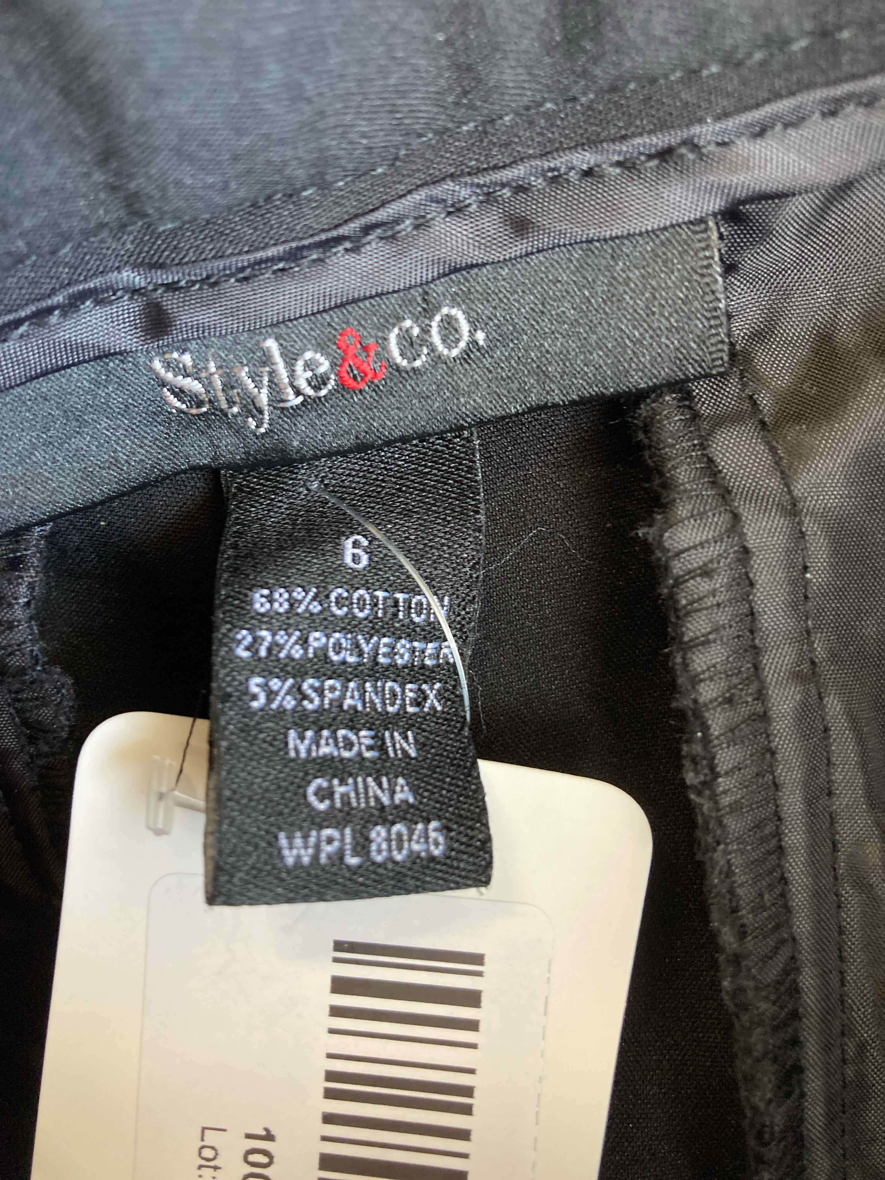 Style & Co Black Cotton Blend Pants Size 6