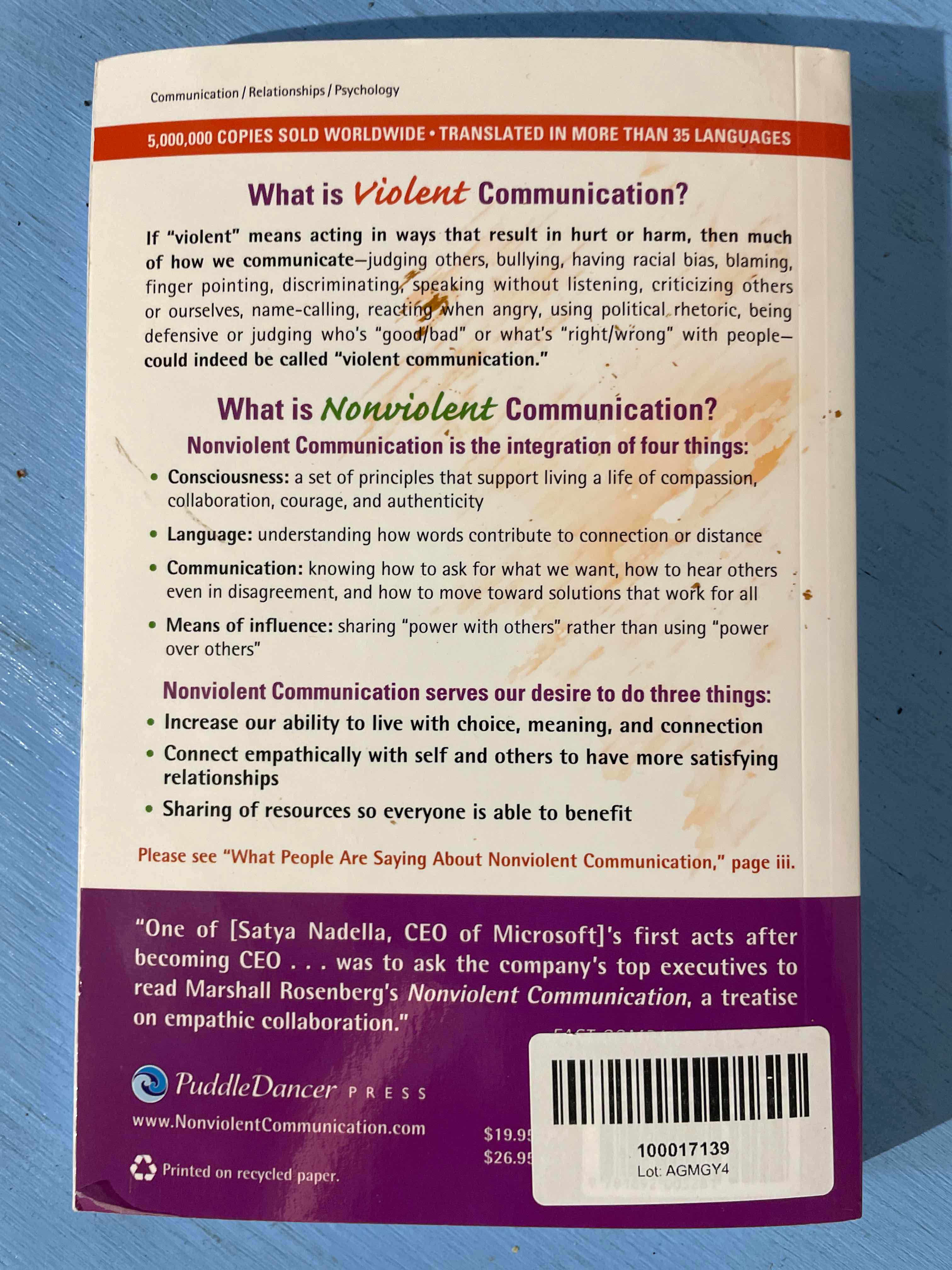 Nonviolent Communication 3rd Edition Psychology Book