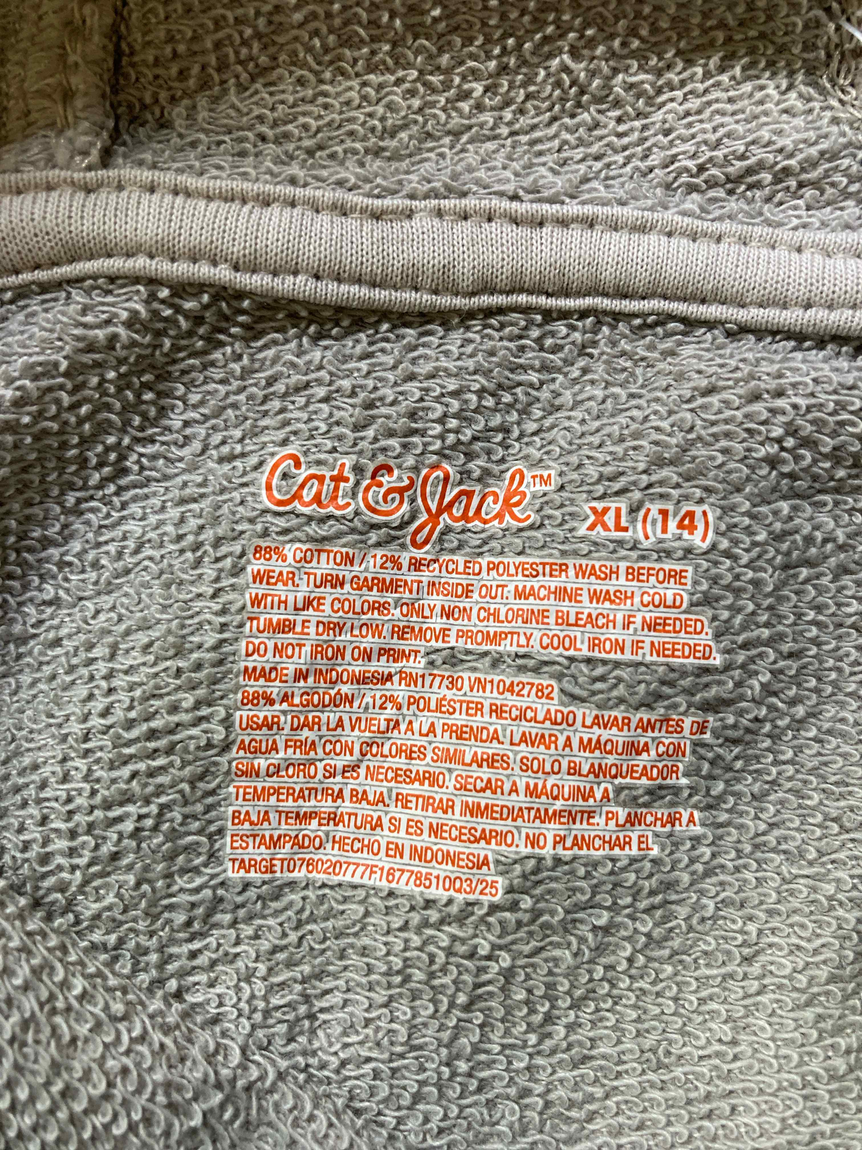 Cat Jack Grey Cotton Polyester Blend Hoodie XL 14