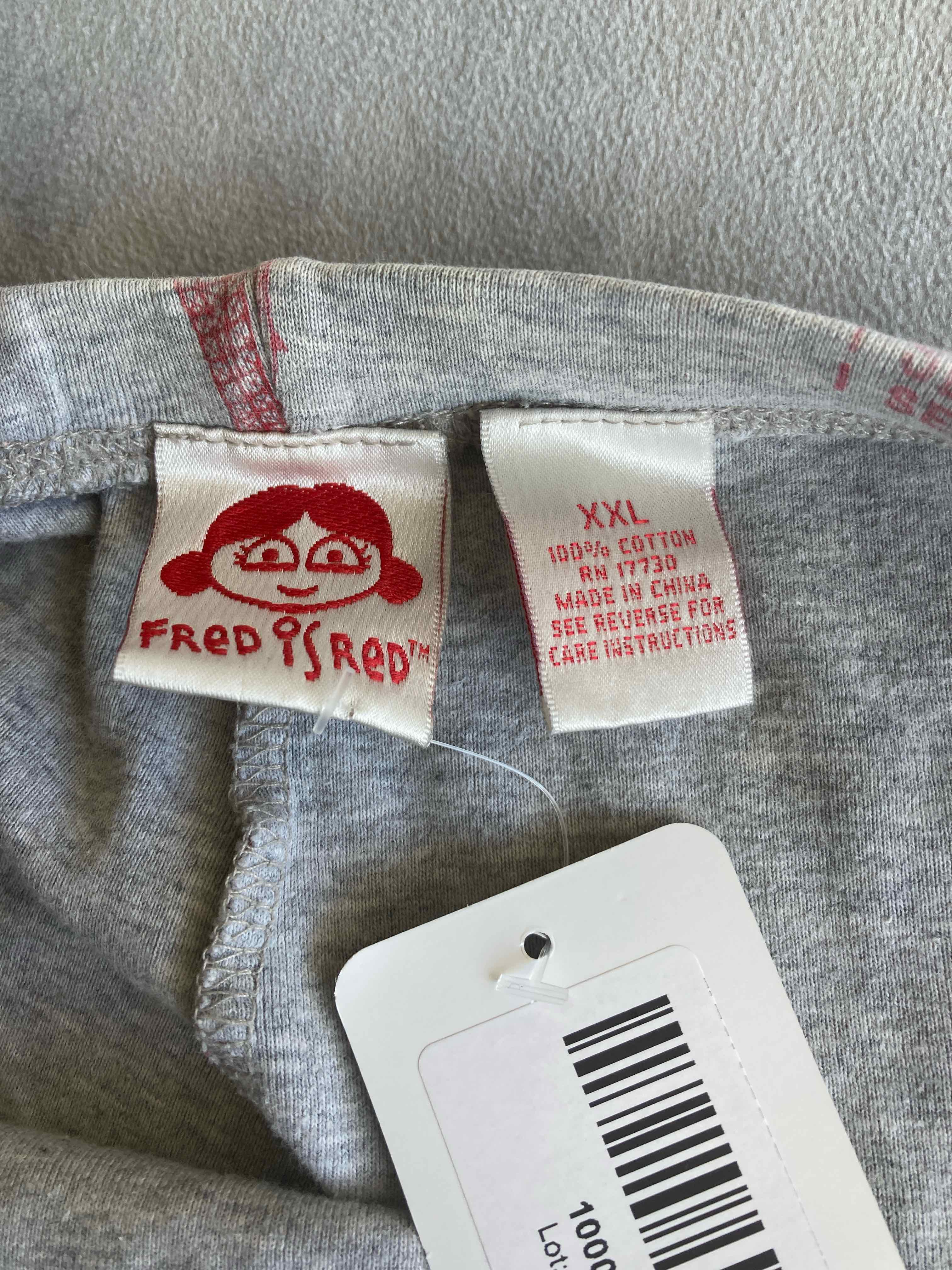 Fred Red Gray Cotton Pants XXL