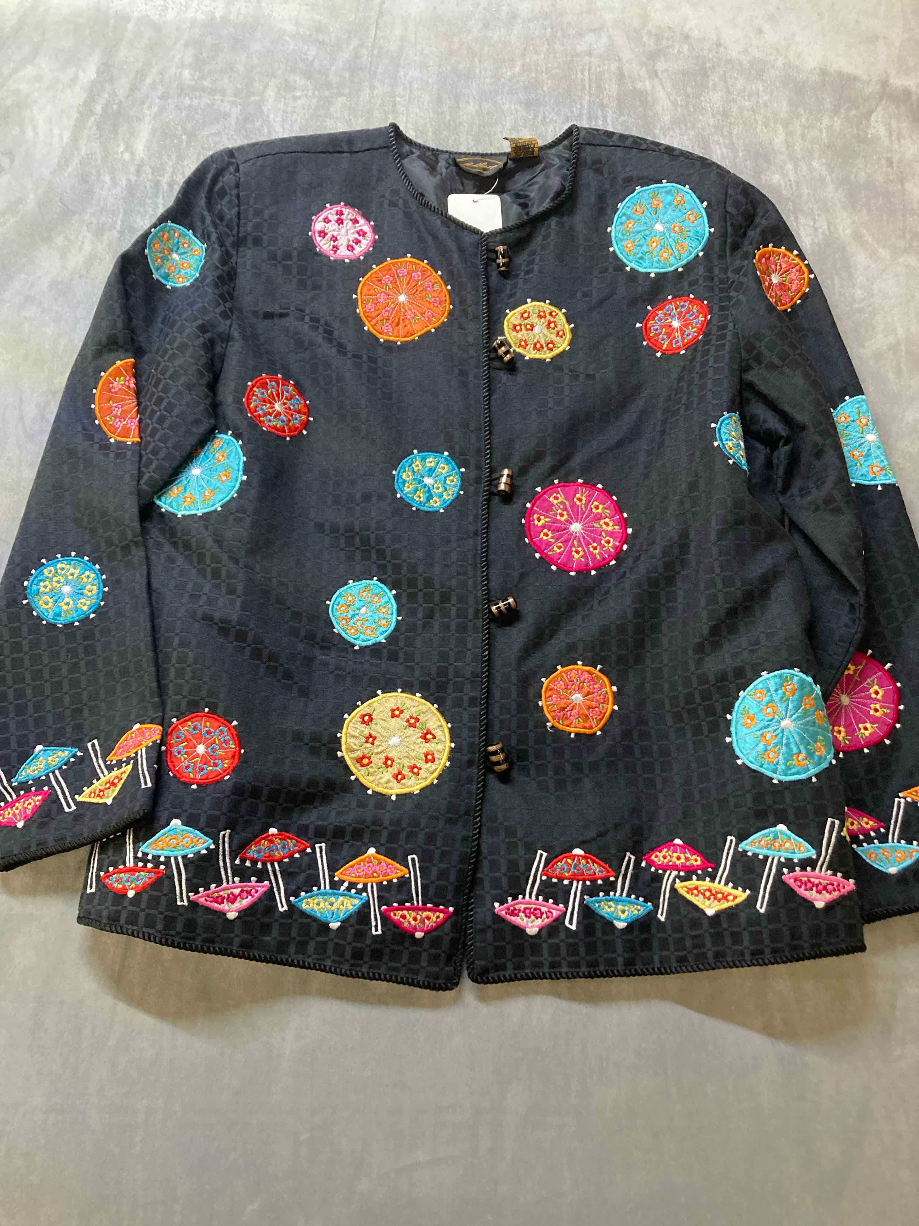 Jollure Black Multicolor Embroidered Jacket Medium