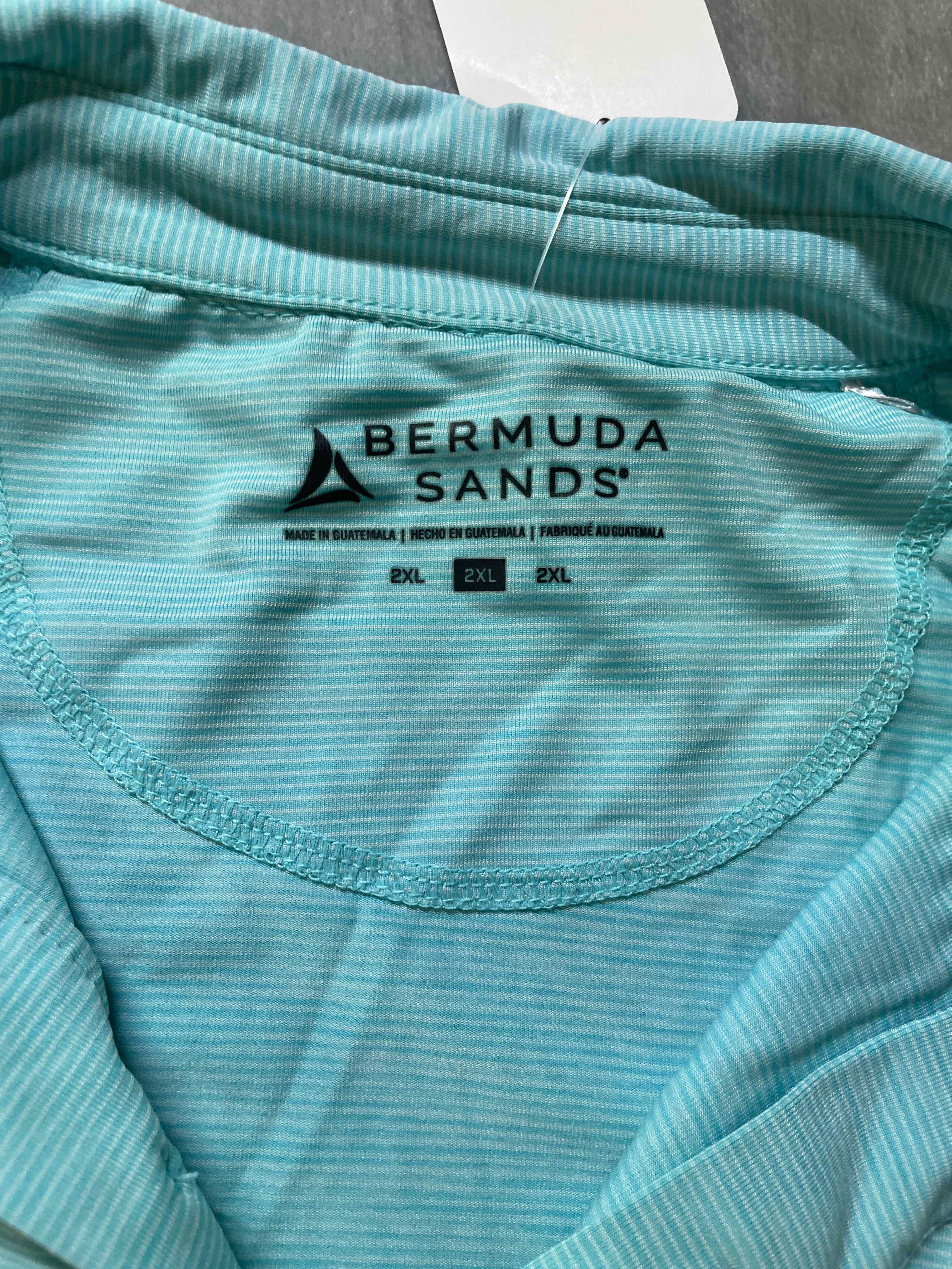 Bermuda Sands Blue Striped polyester blend polo shirt Size 2XL