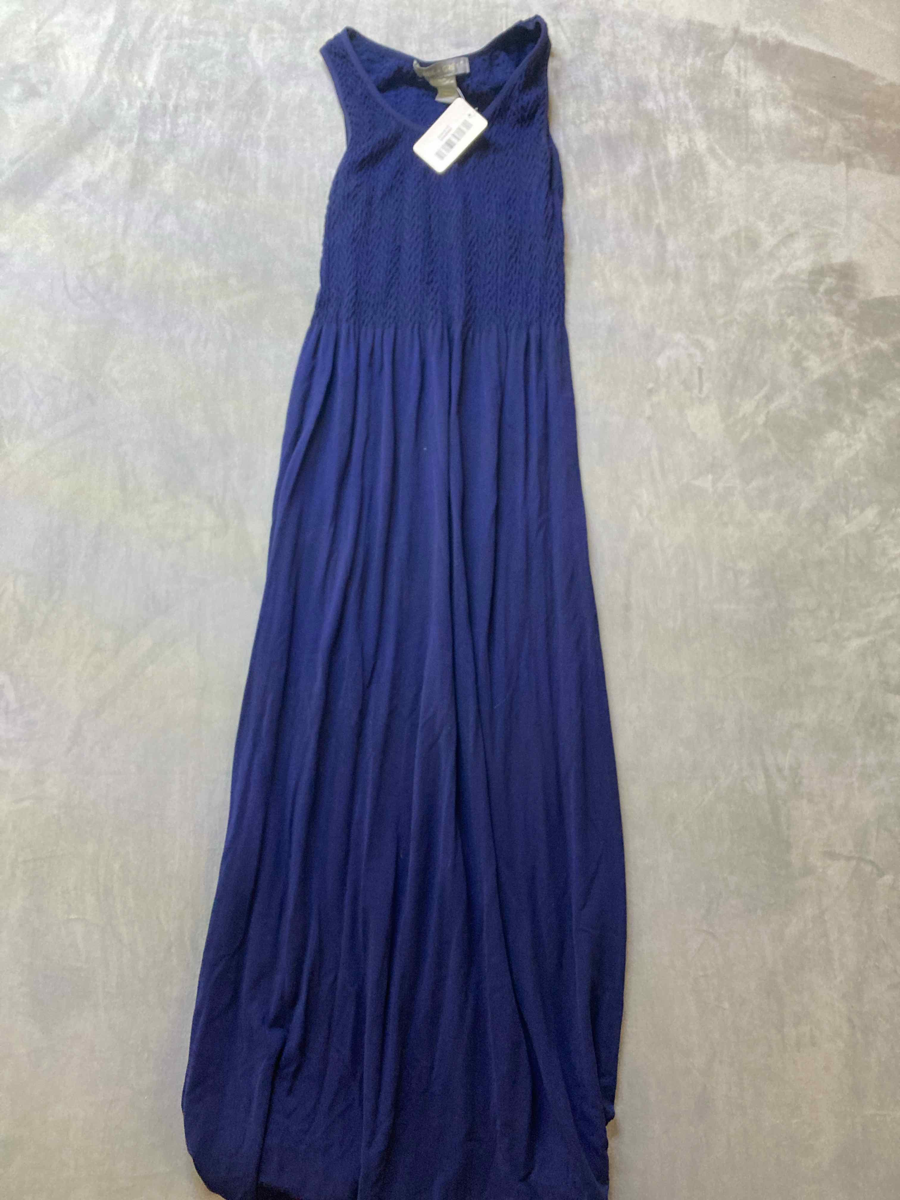 Lark Grey Navy Cotton Blend Maxi Dress Small