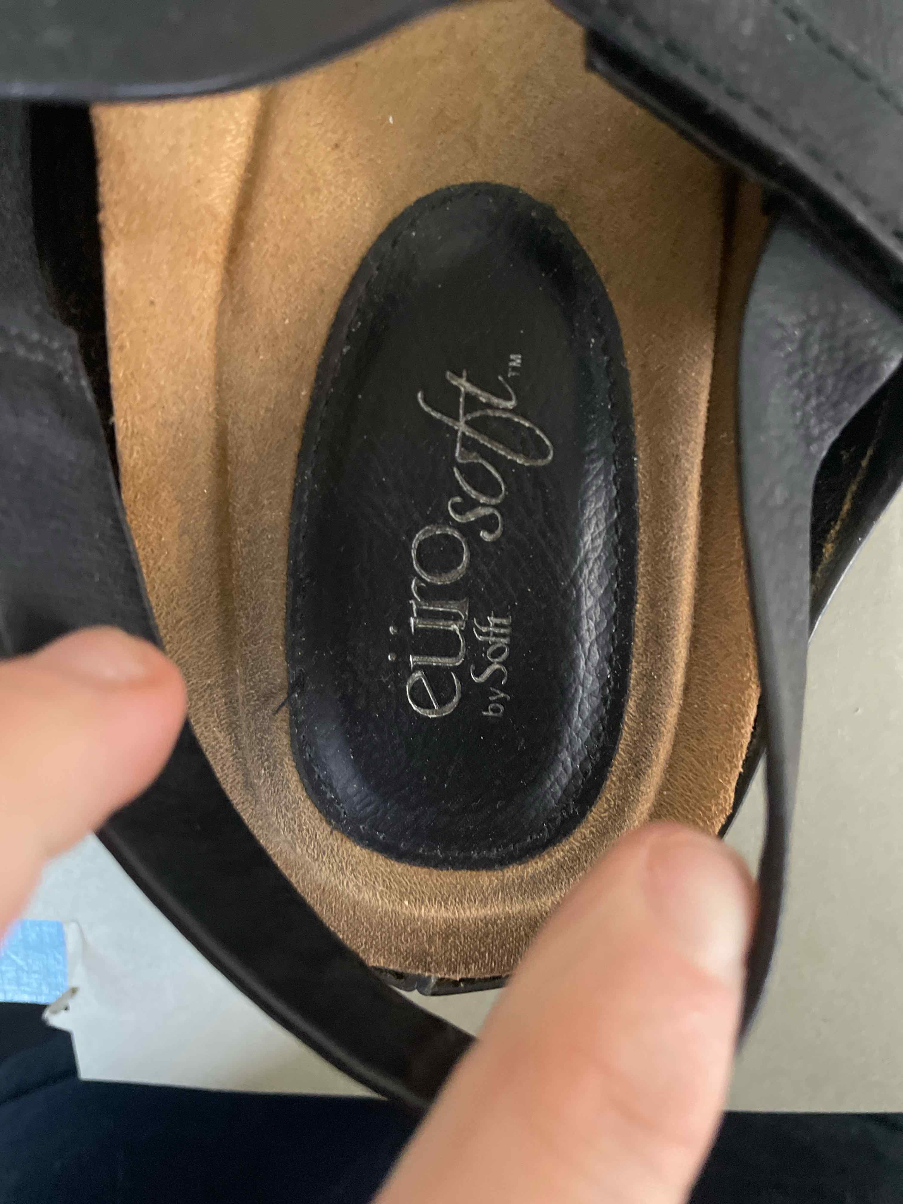 eurosot Black Leather Sandals 9.5
