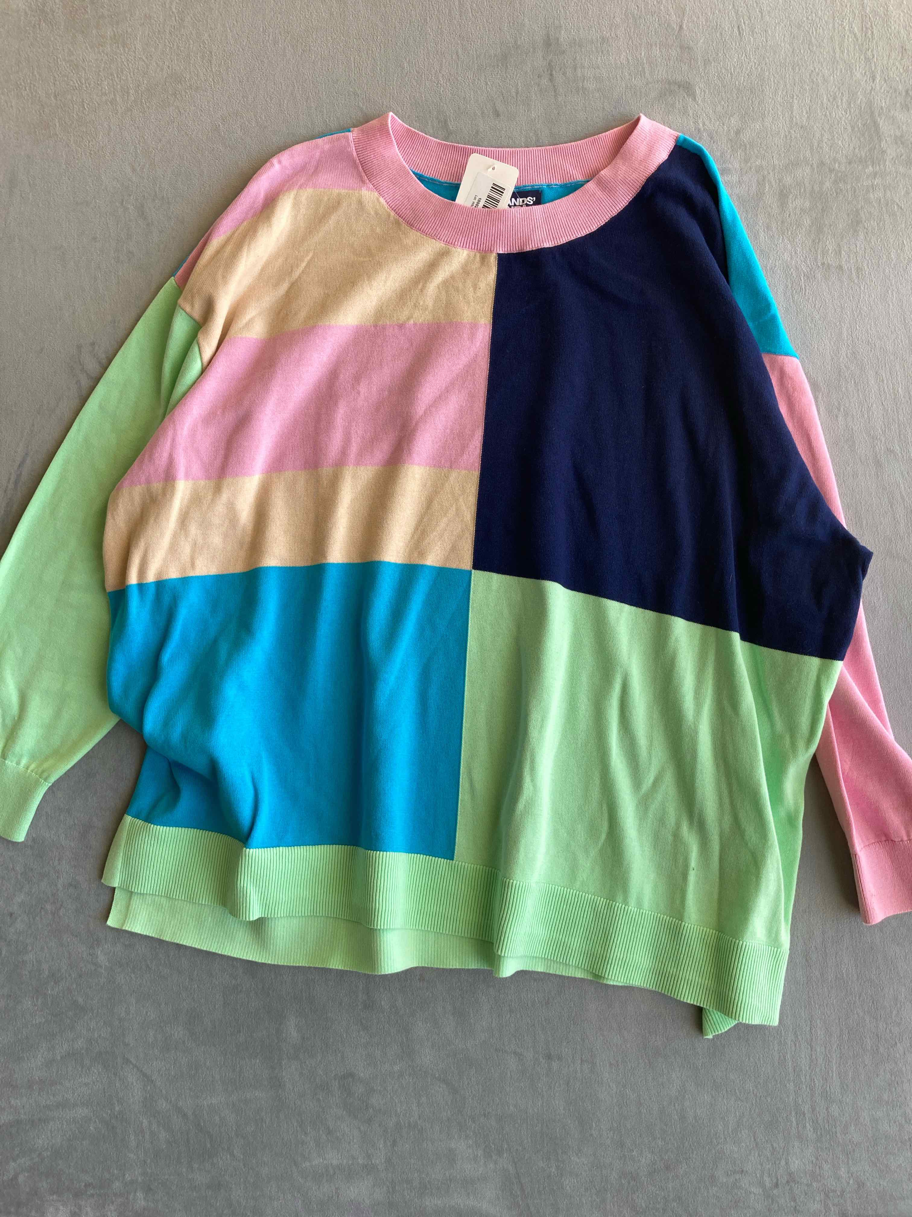 Lands End Multi Color Cotton Blend Sweater 3X