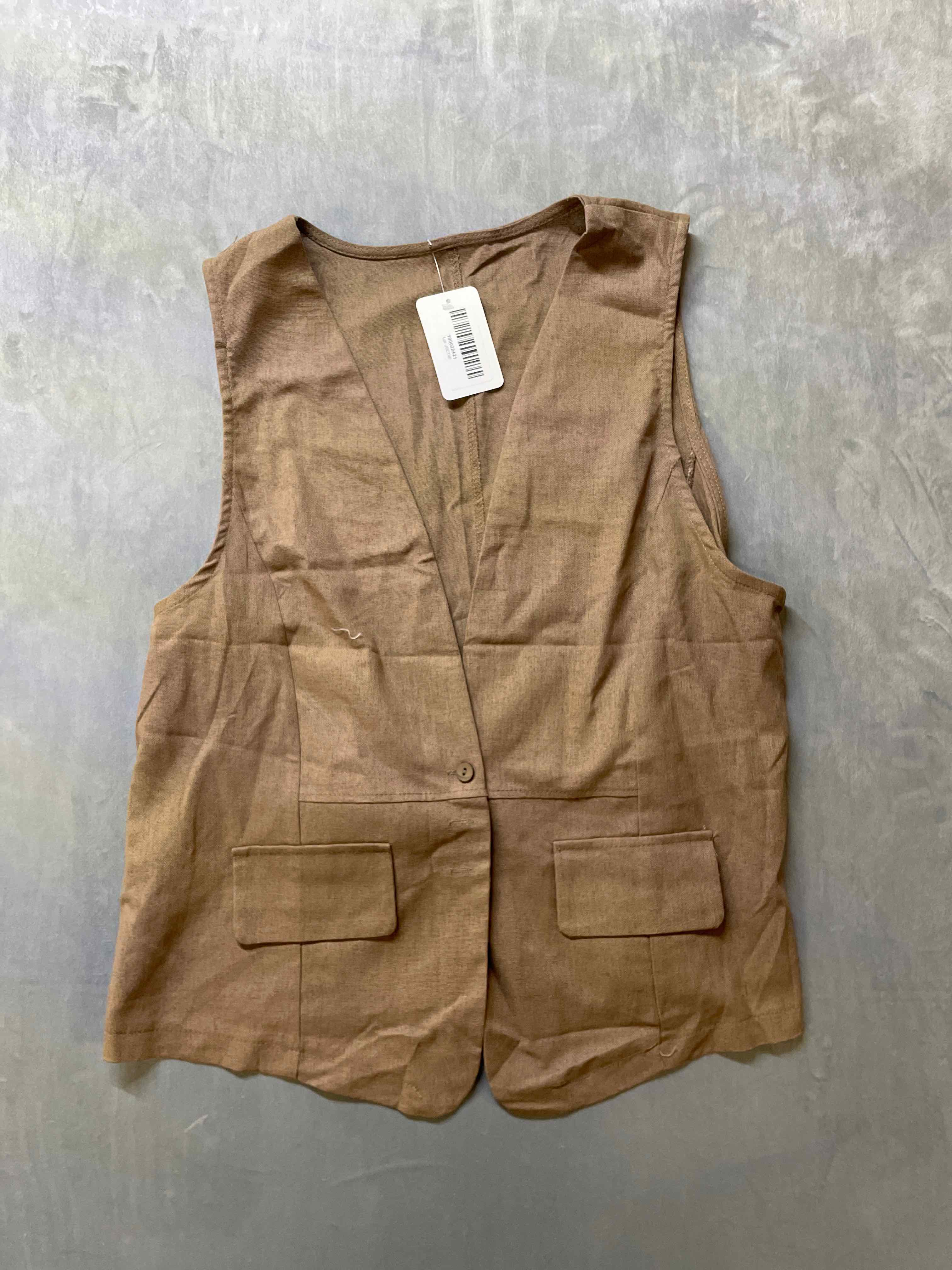 Brown Cotton Blend Vest
