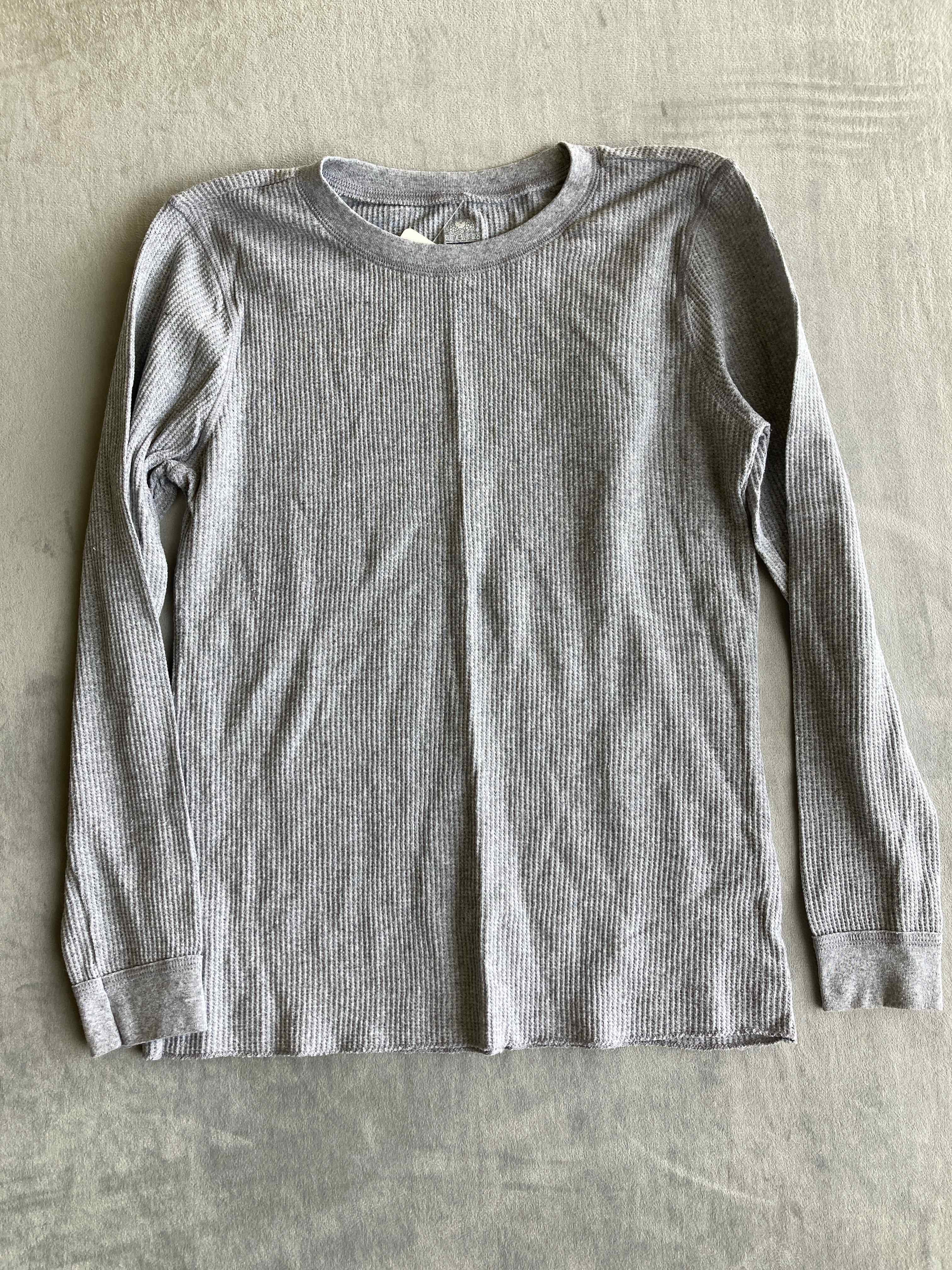 Fruit of the Loom Gray Cotton Polyester Blend Long Sleeve Shirt Large