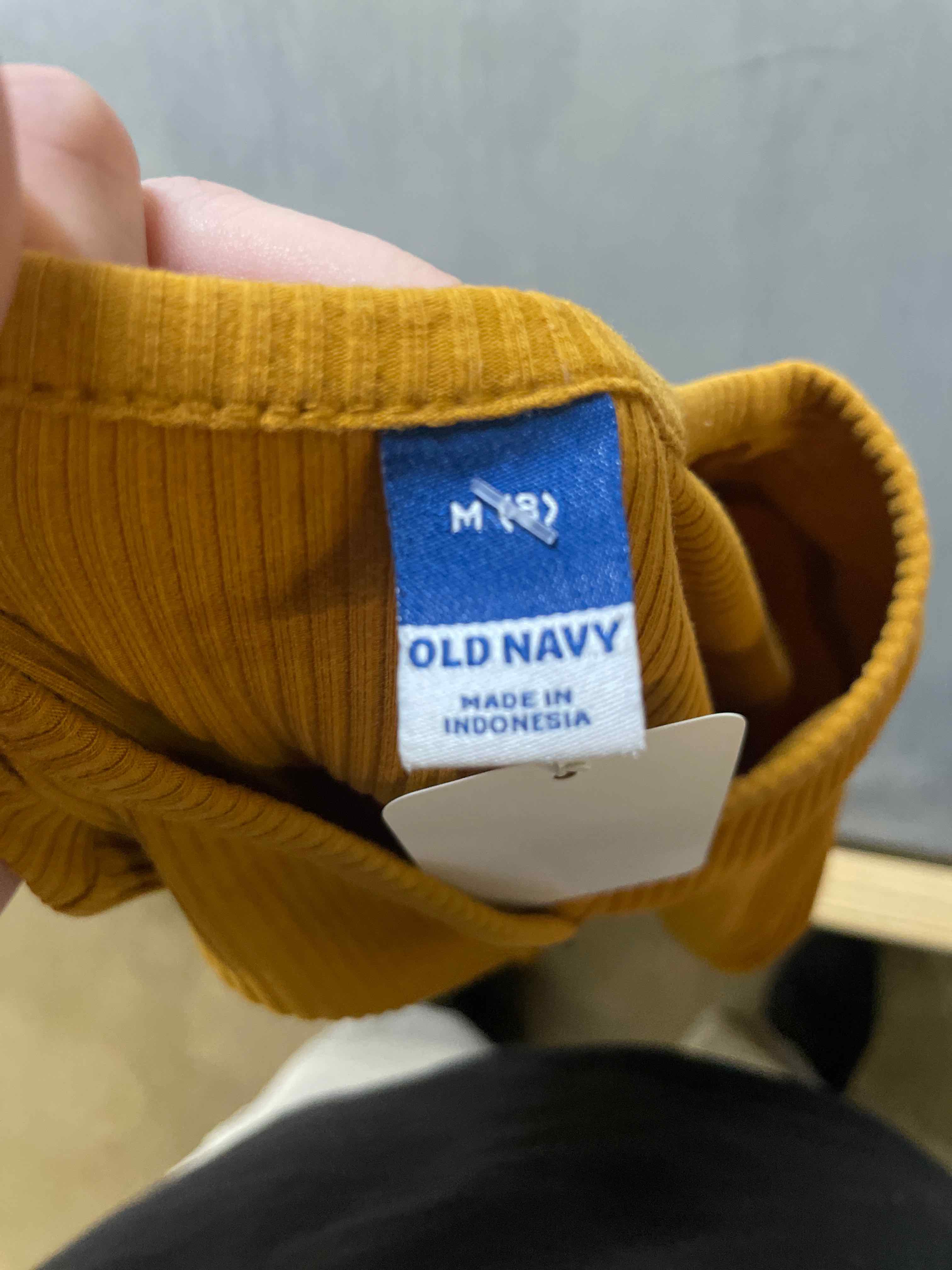 Old Navy Mustard Ribbed Polyester Blend Long Sleeve Top Medium