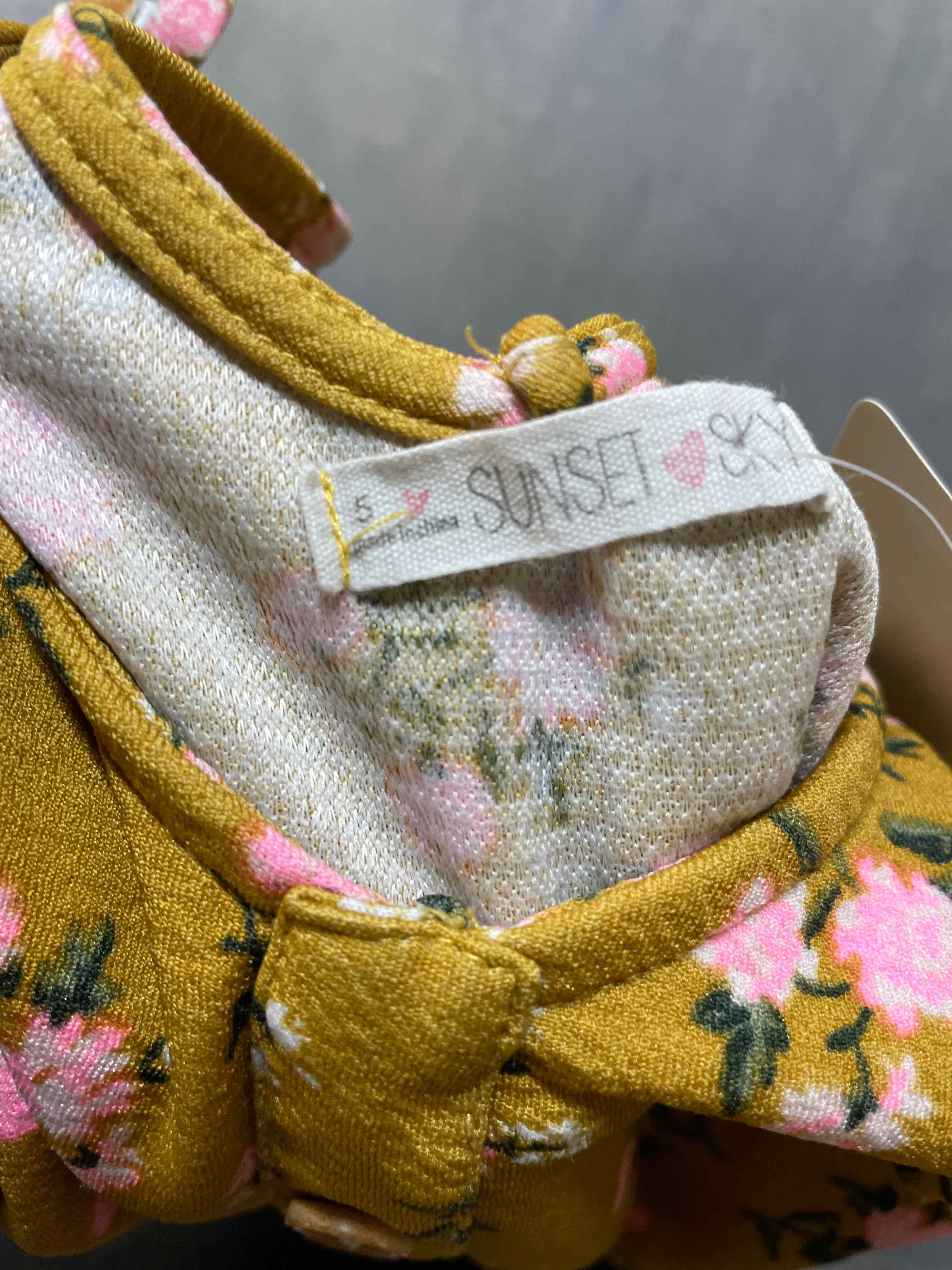 Sunset Sky Yellow Floral polyester blend romper size 5