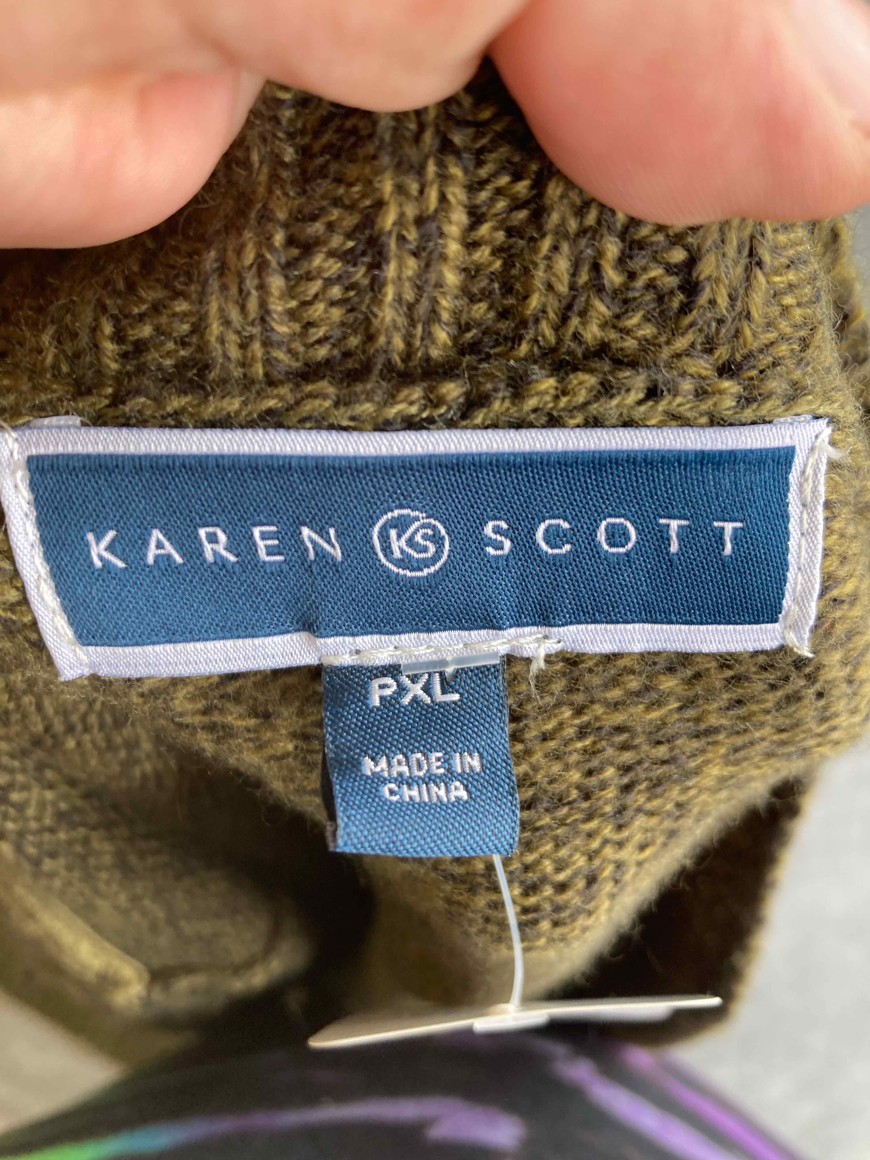 Karen Scott Olive Cable Knit Cardigan Plus Size