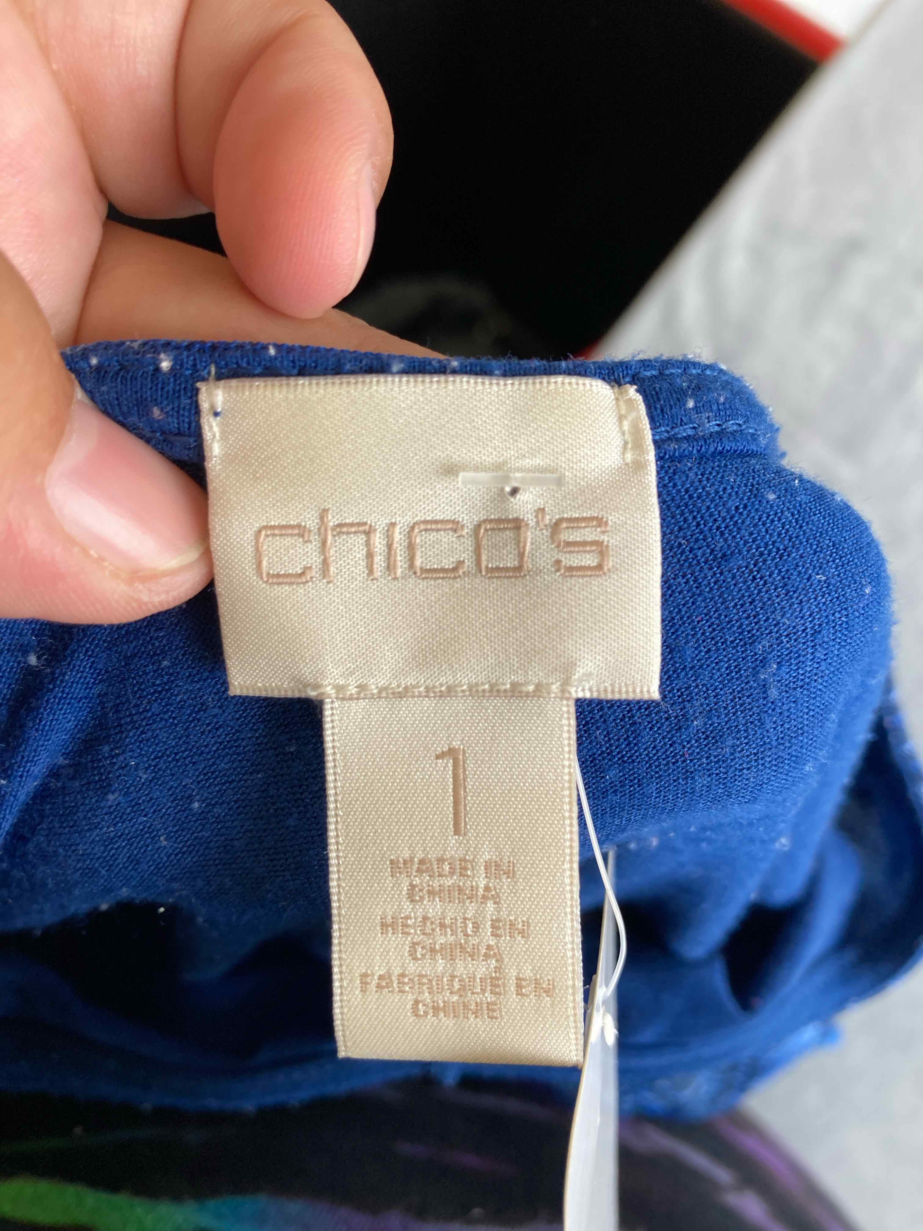 Chicos Blue Floral Polyester Shirt Size 1