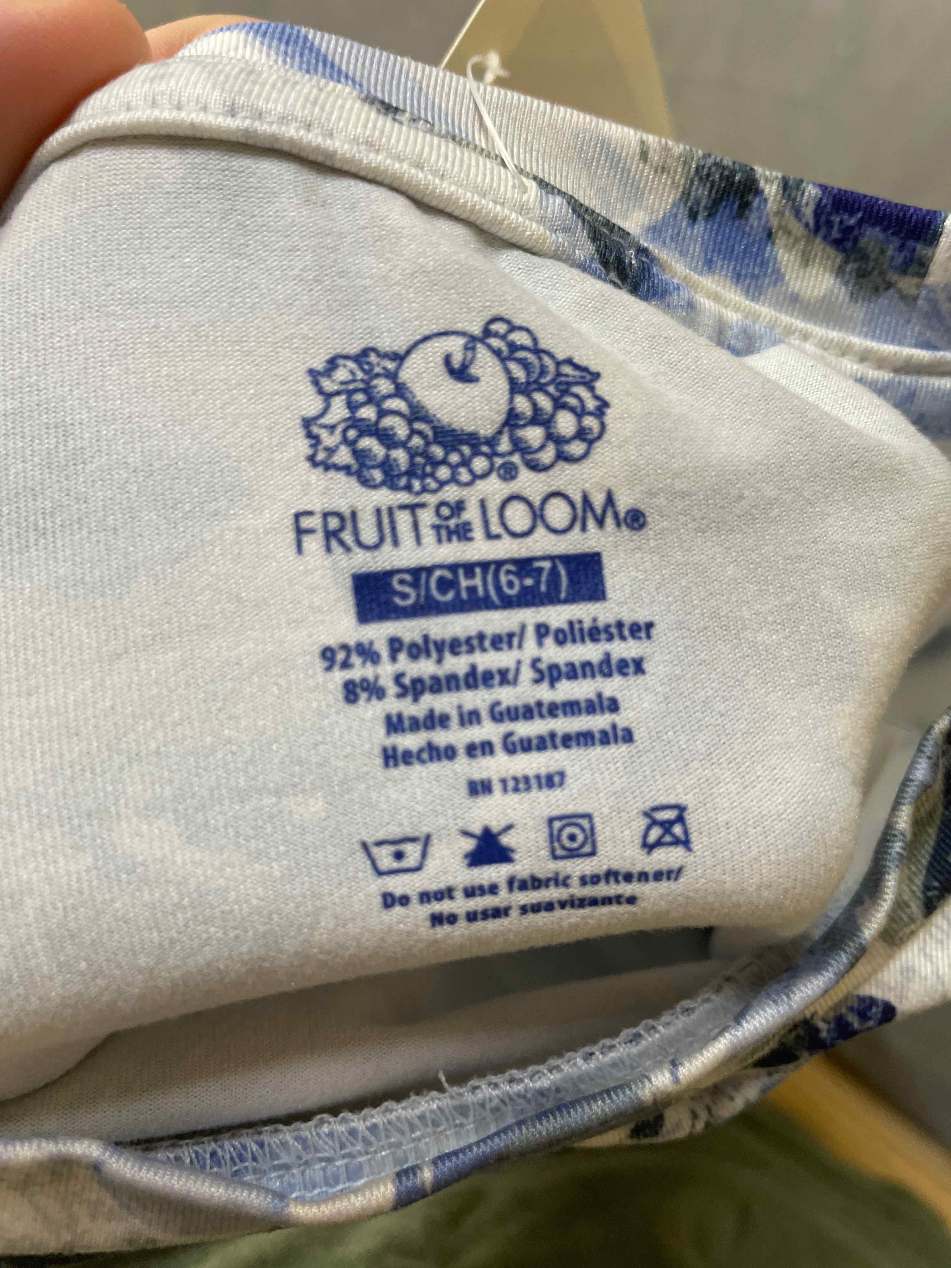 Fruit of the Loom Blue White Polyester Blend Long Sleeve Shirt 6-7