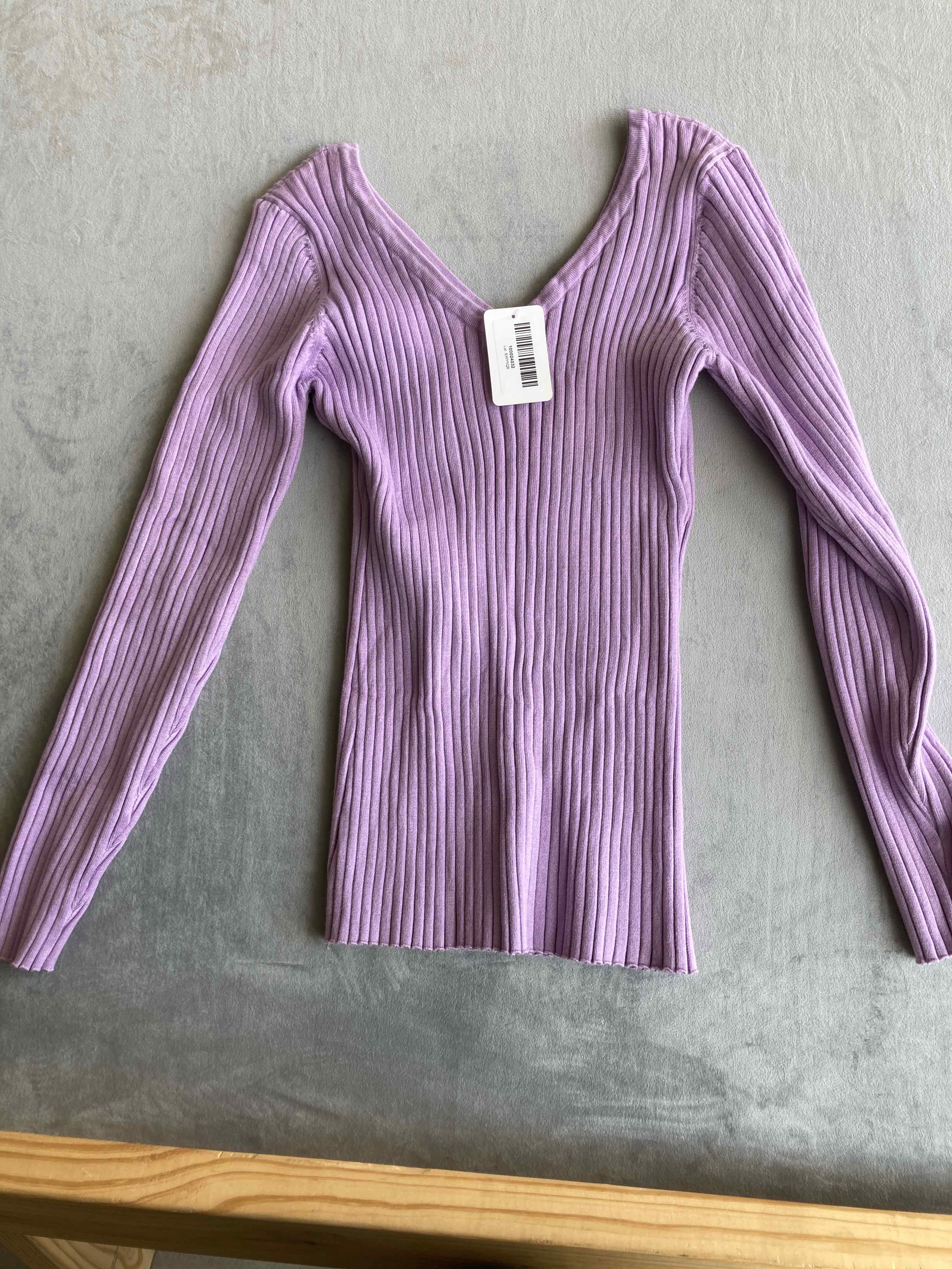 Purple Ribbed Knit Top