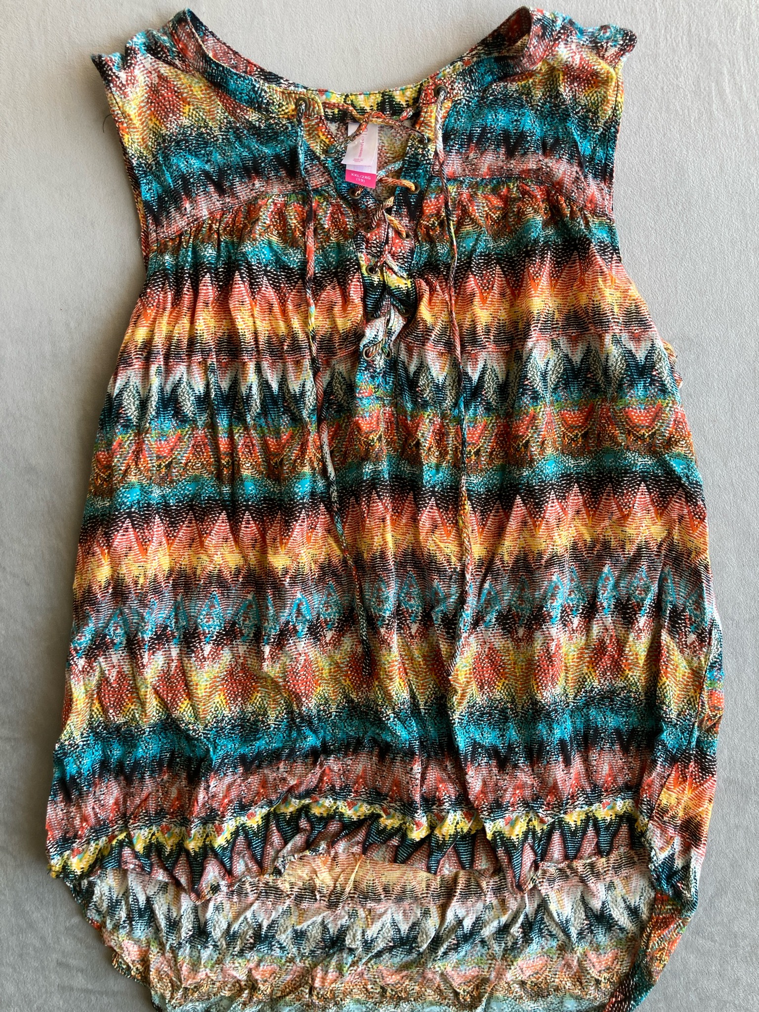 No Boundaries Colorful Rayon Sleeveless Top Size XXL/2XG