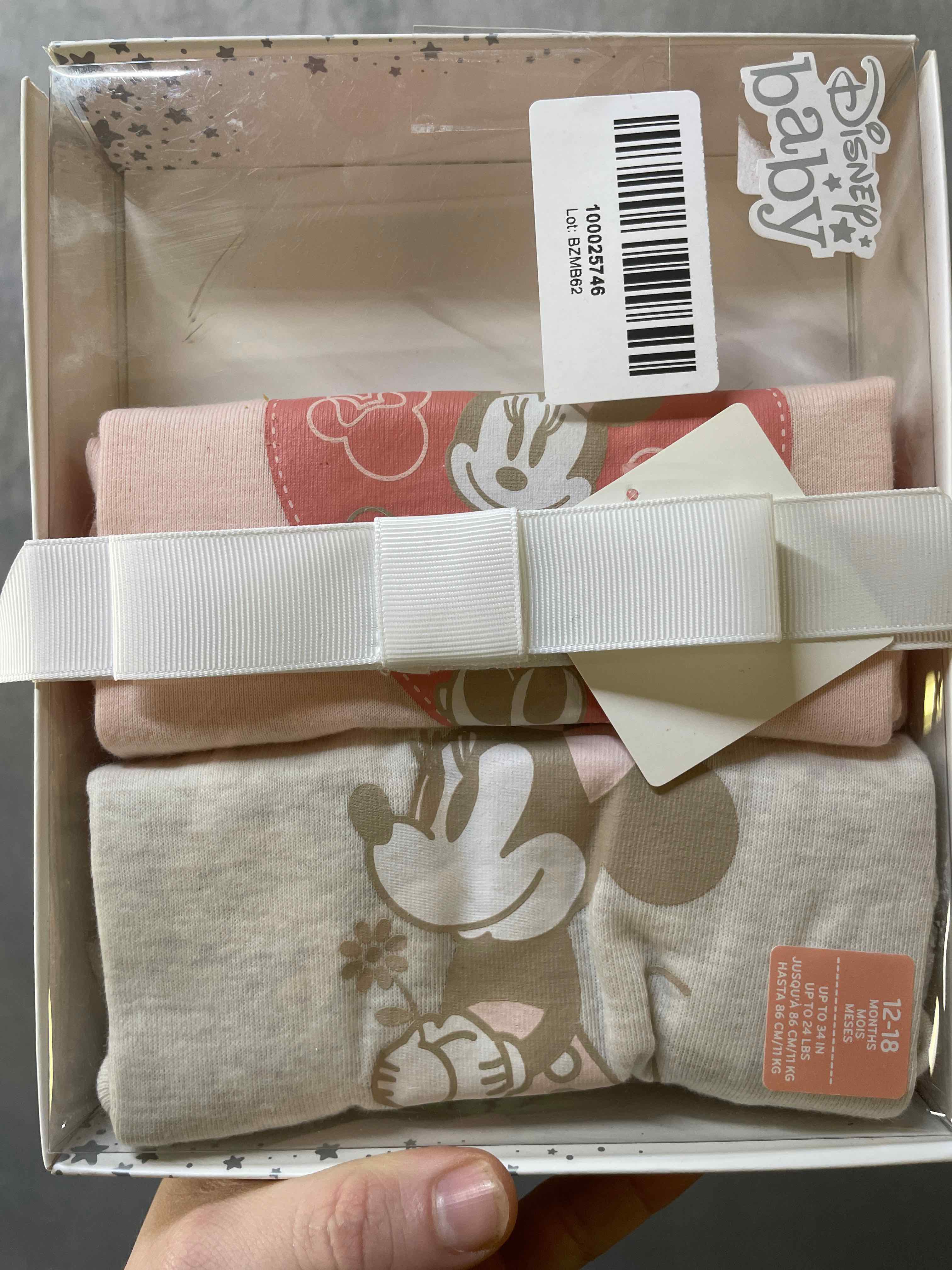 Disney Baby Pink White Cotton Bodysuit Set 12 18 Months