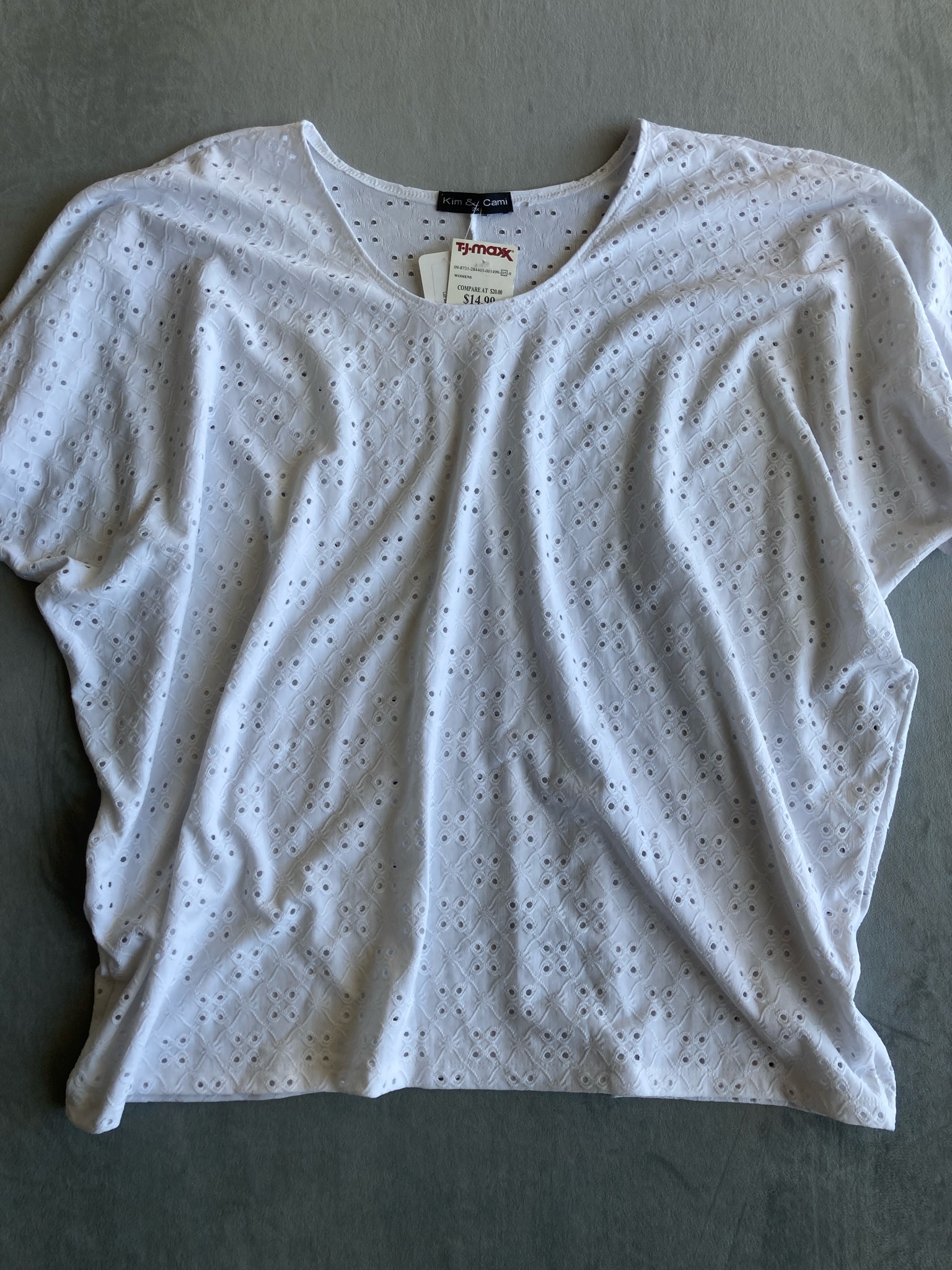 Kim & Cami White Textured Top Size 2X