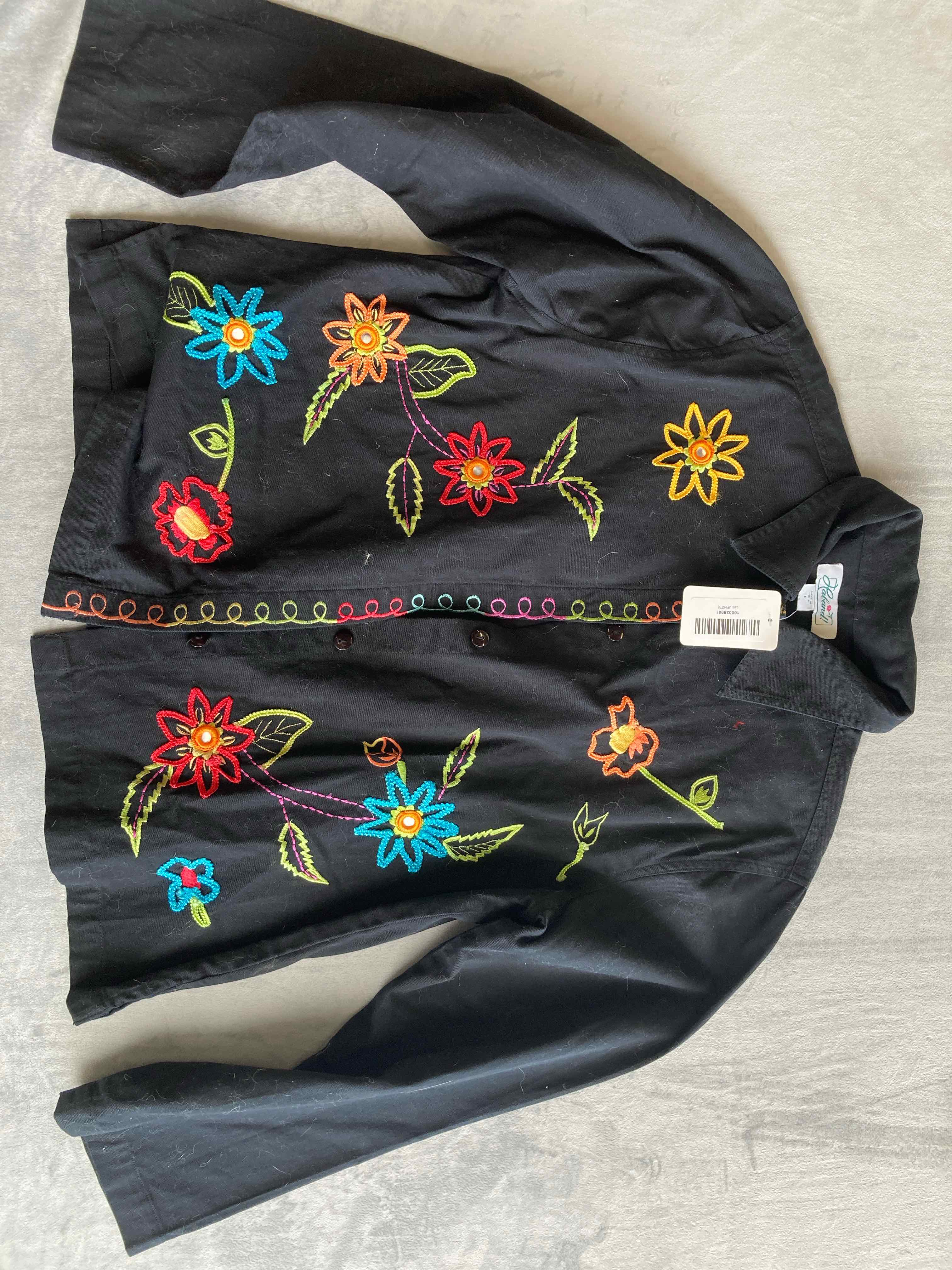 Hawaiian Black Cotton Button-Up