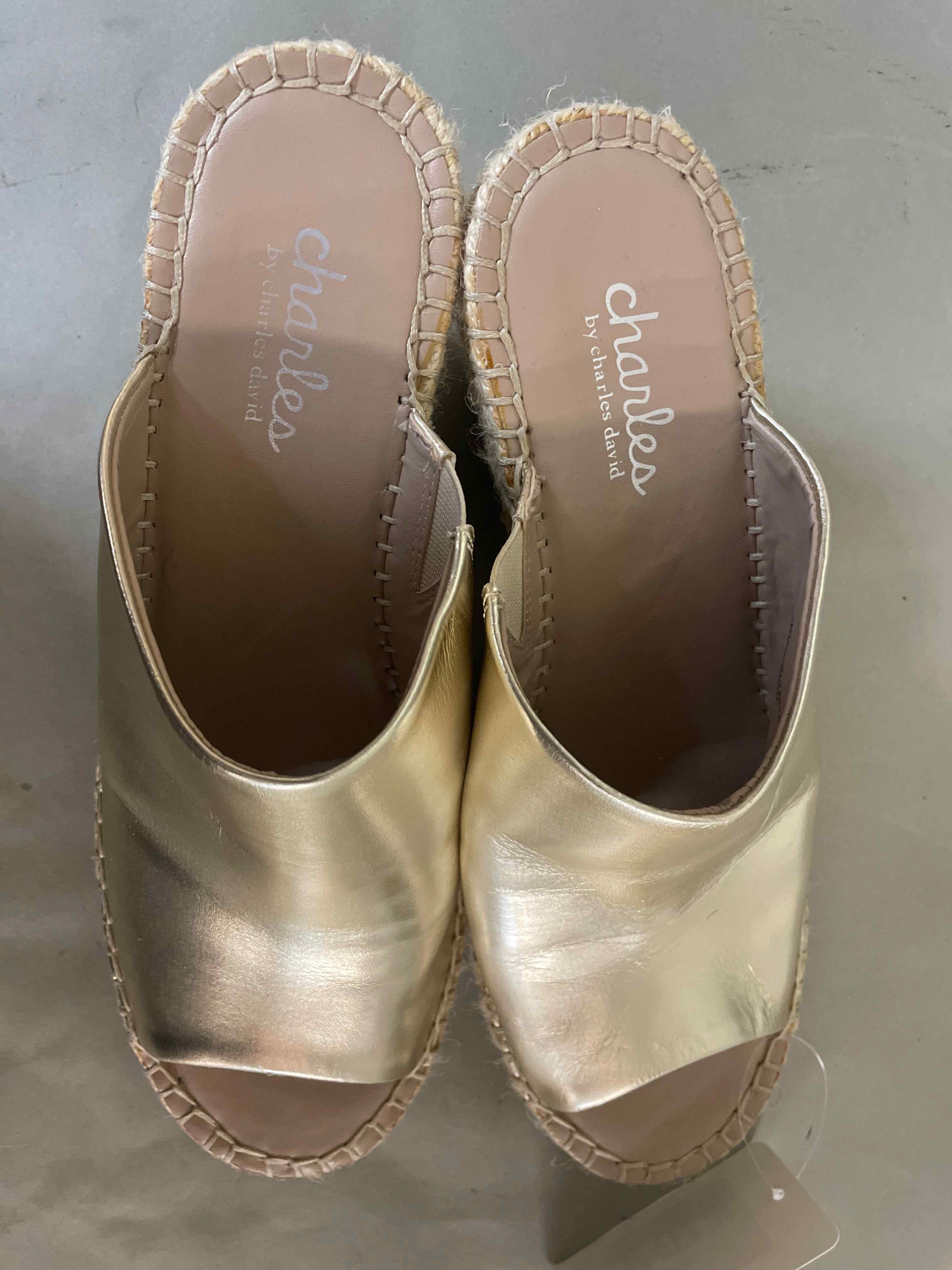 Charles David Gold Man Made Materials Slide Sandals 9M