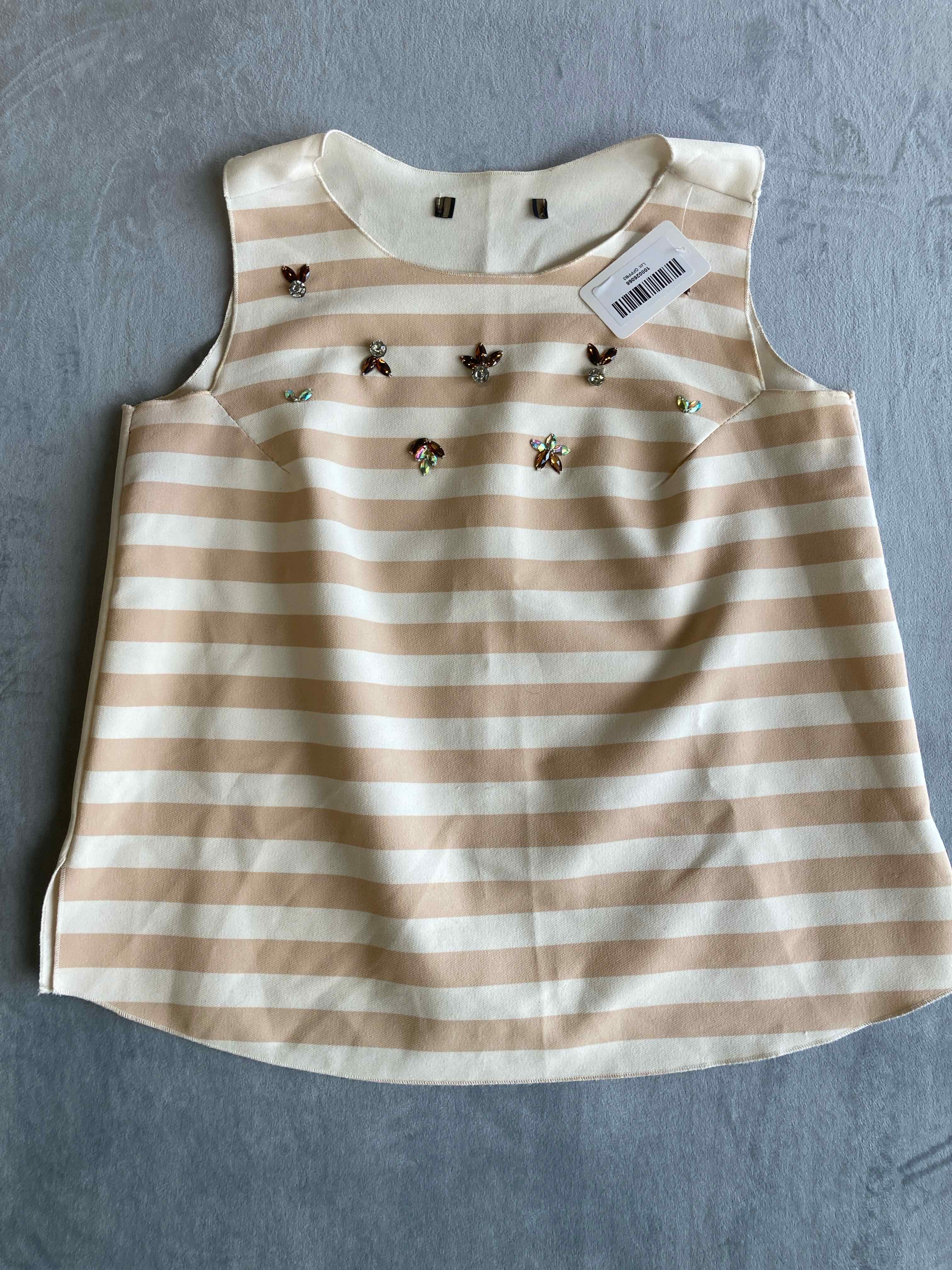 Beige Striped Fabric Top