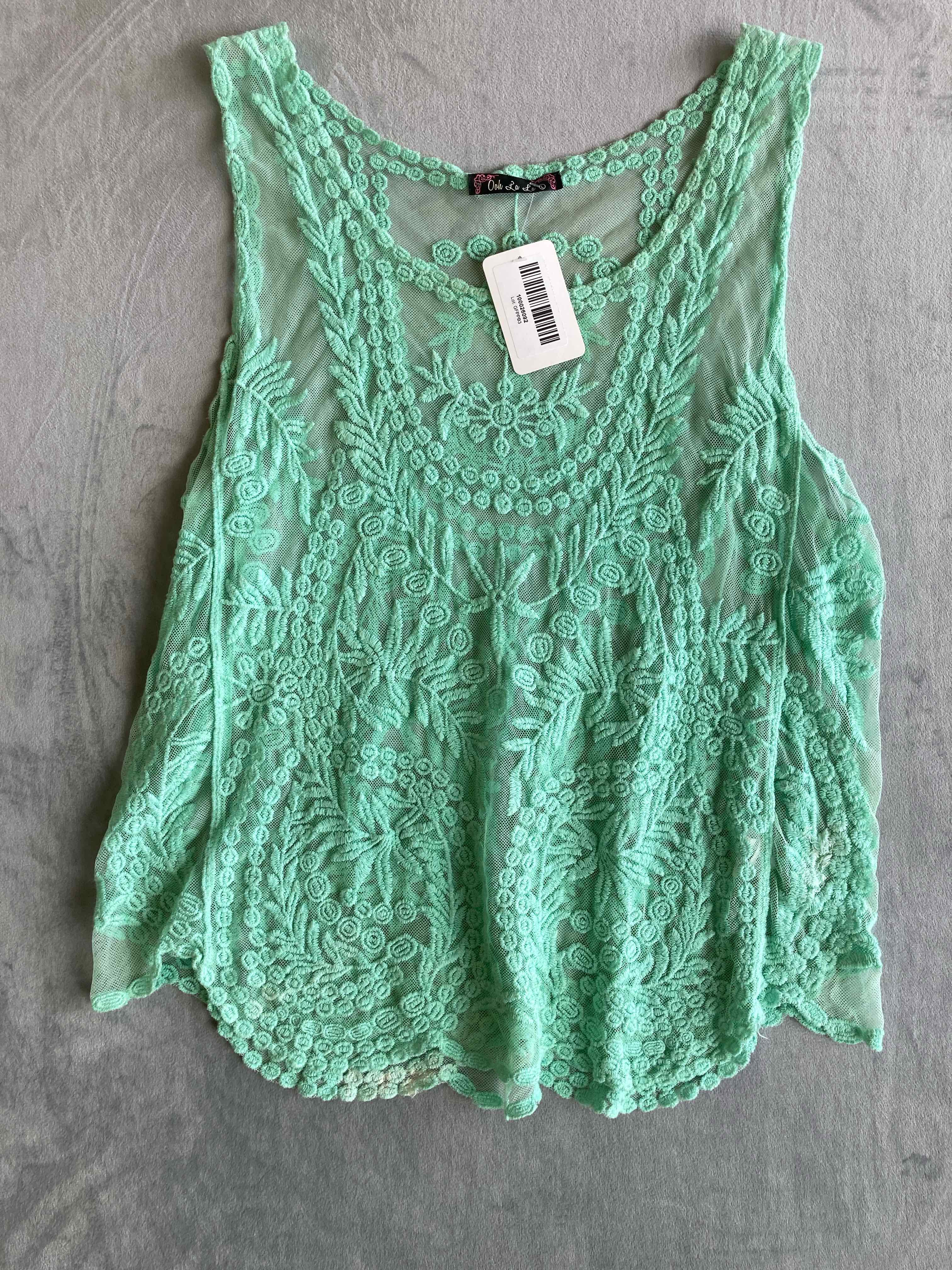 Ooh La La Green Lace Tank Top Large