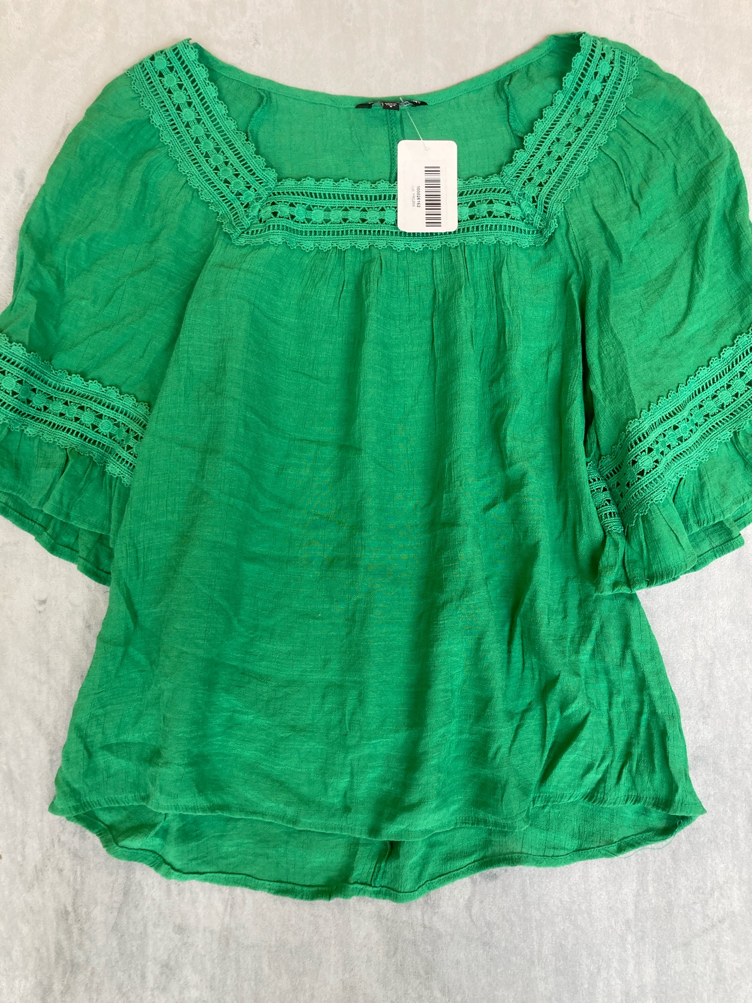 UNIQUE SPECTRUM Green Lace Blouse Size S