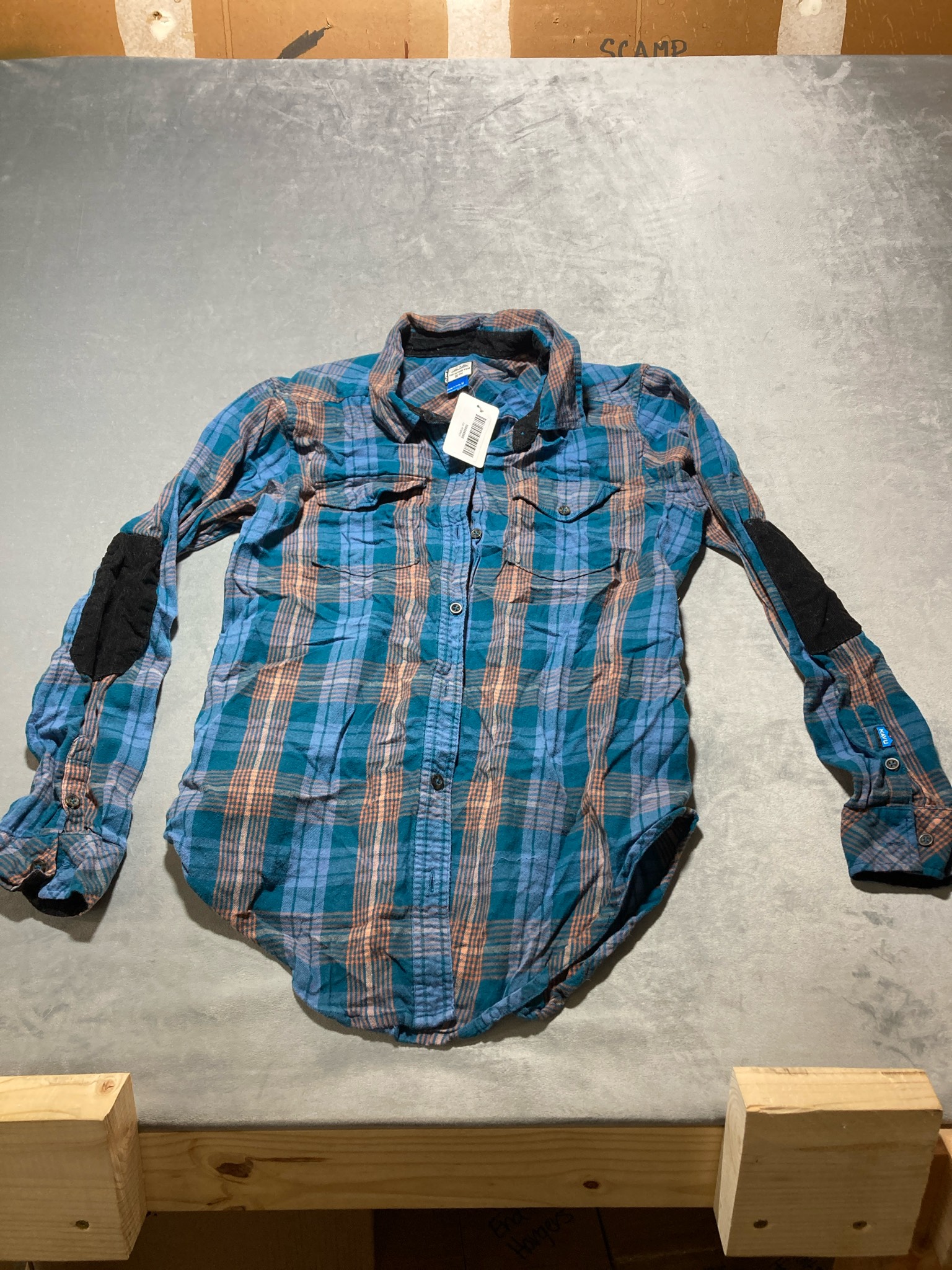 True Outdoor Wear Teal Plaid Flannel Shirt Size M
