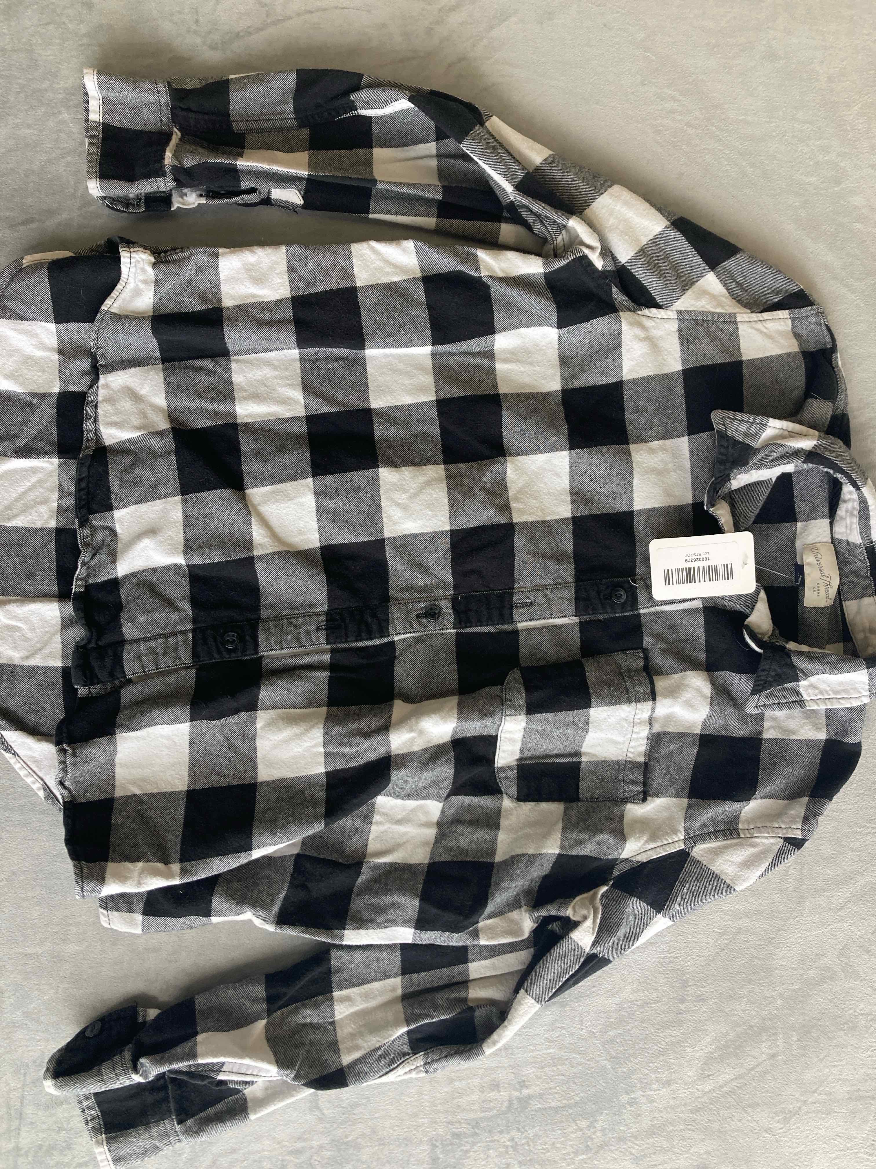 Universal Thread Black White Cotton Blend Button-Up Shirt Medium