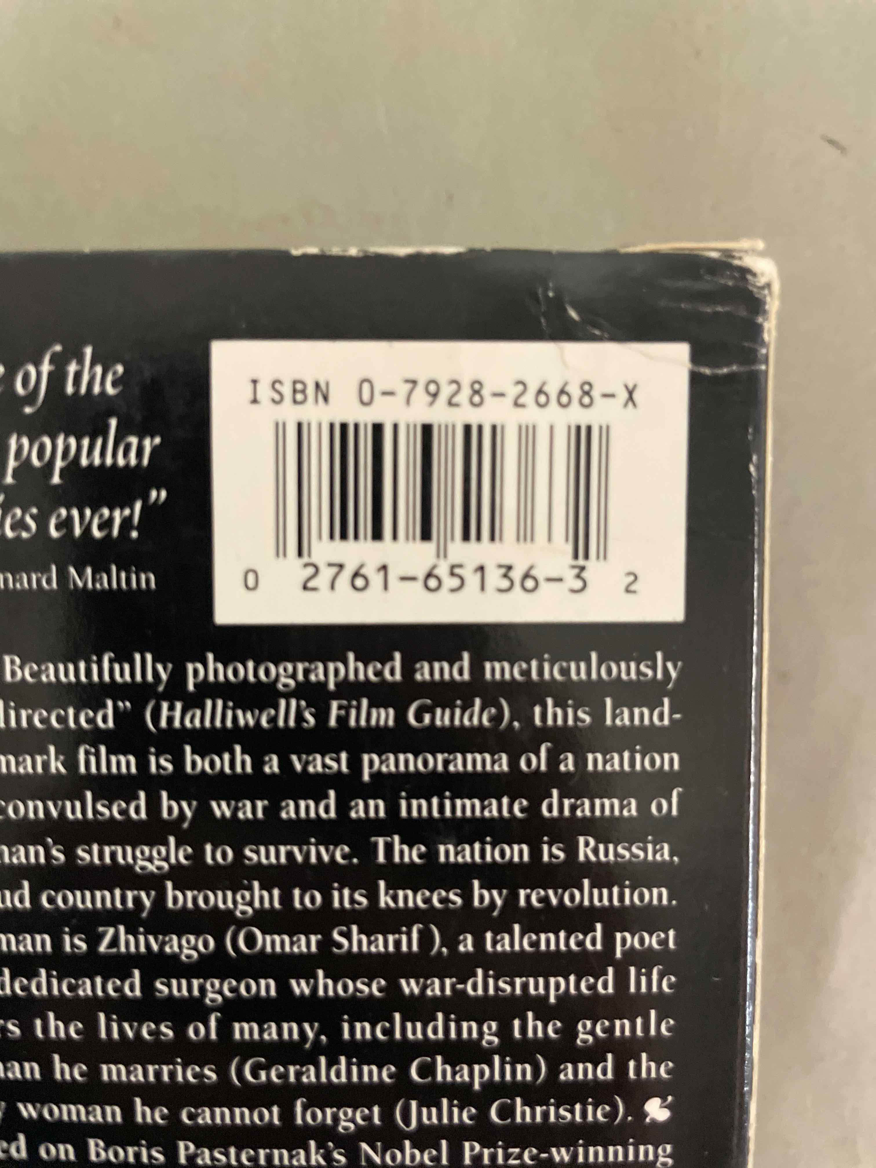 MGM UA Black Doctor Zhivago VHS Tape