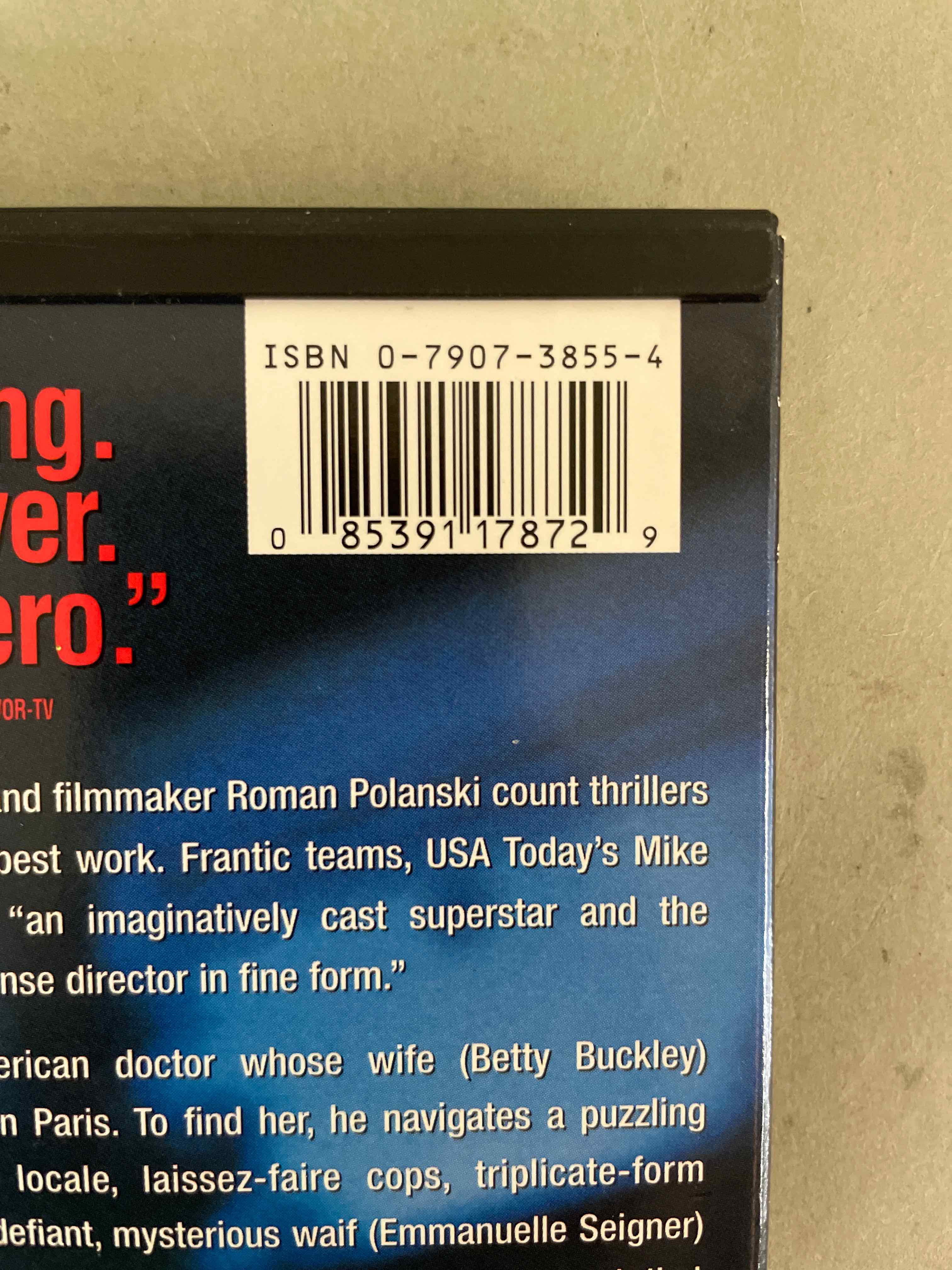 Warner Bros Black DVD Frantic Film