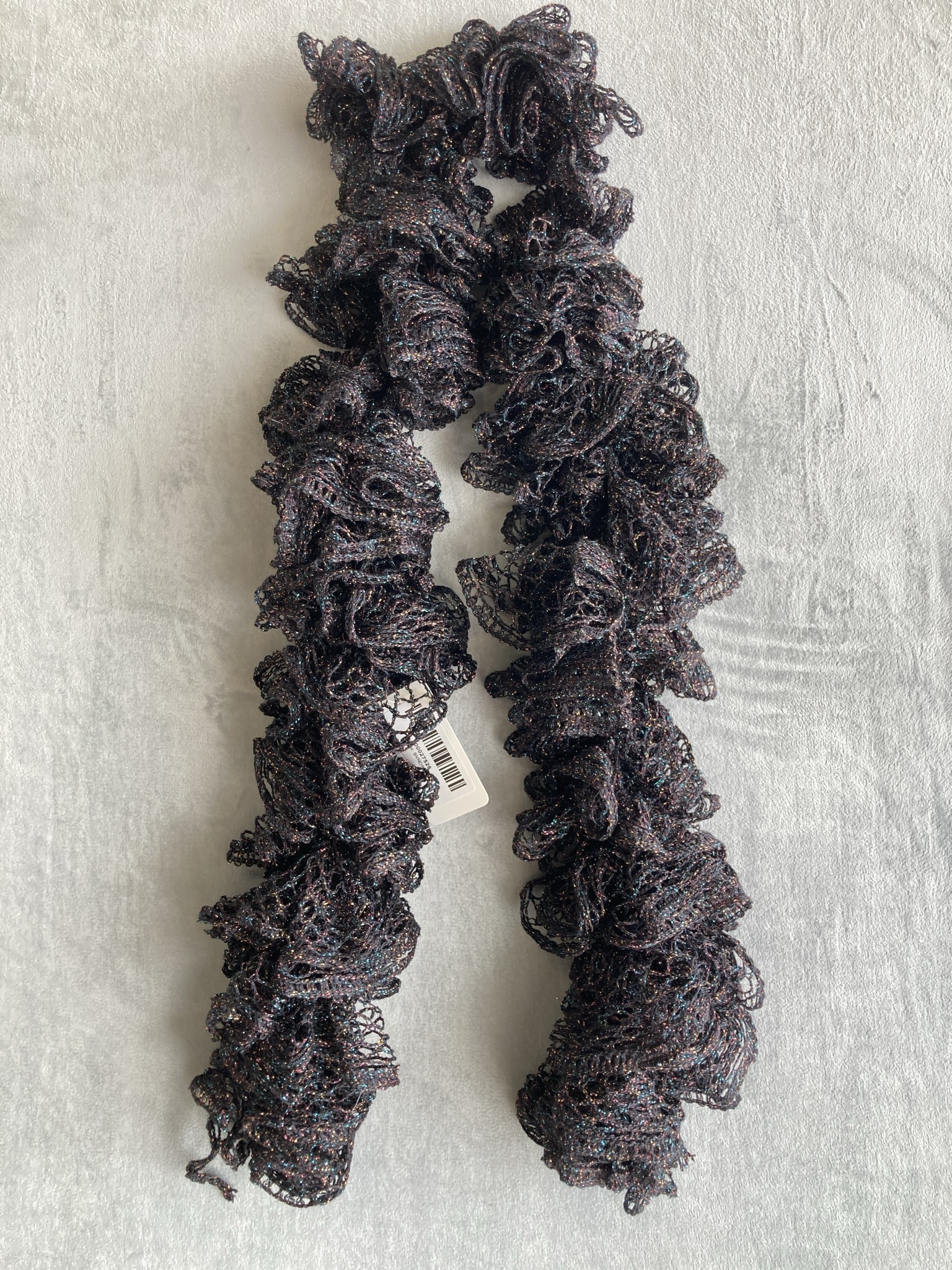 Black Iridescent Ruffled Scarf