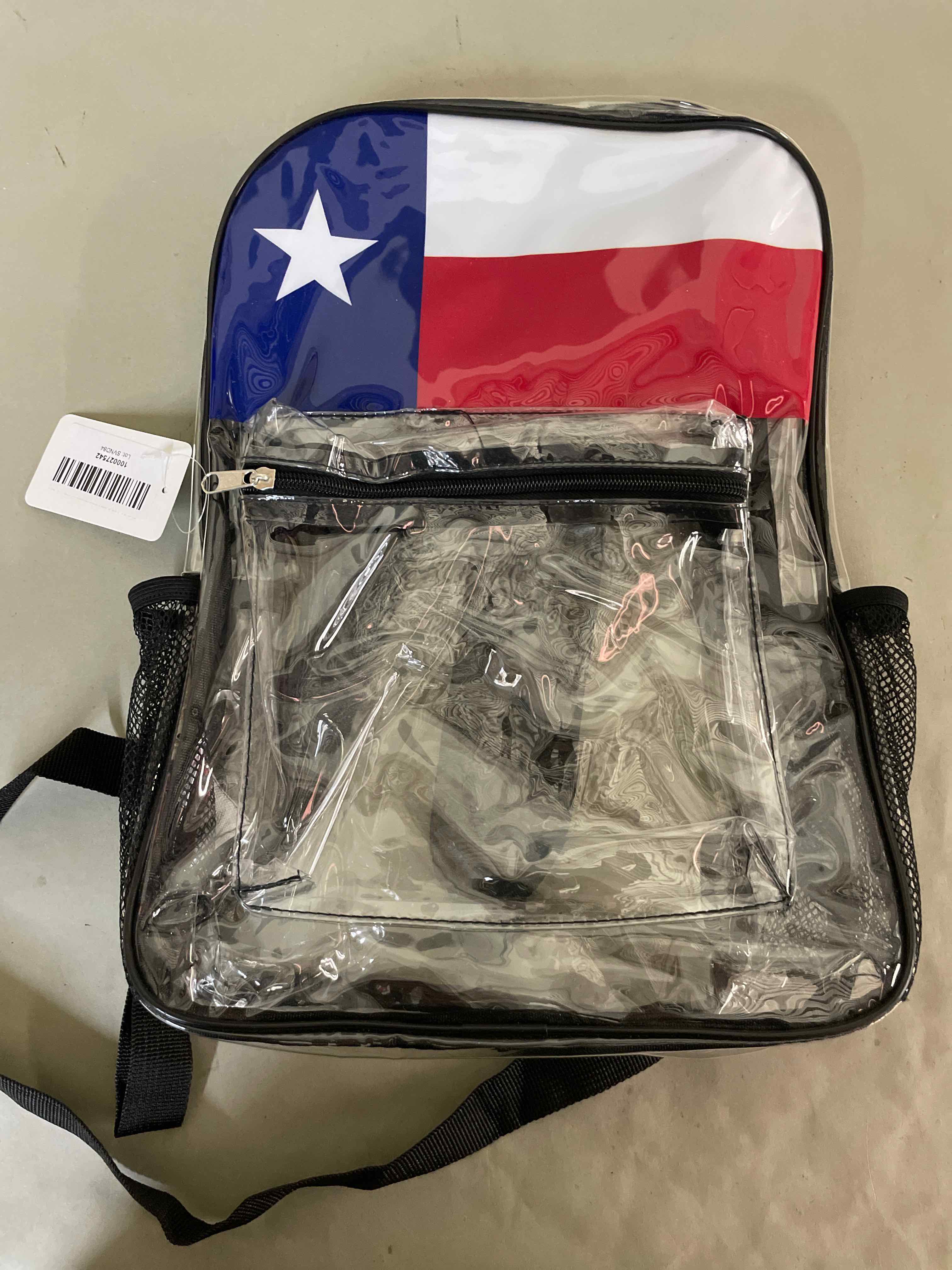 Clear Black Texas Flag Backpack
