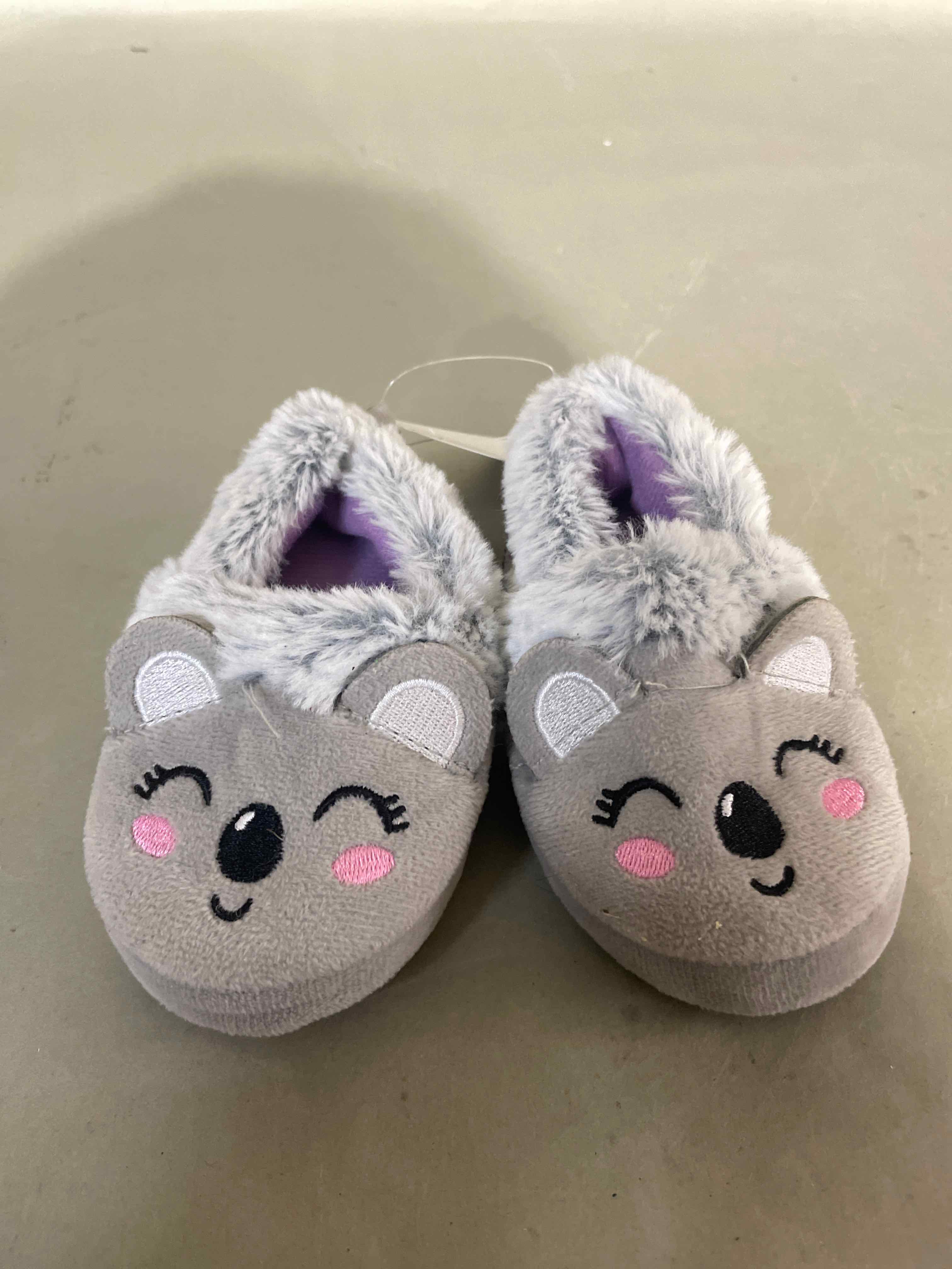 Gray Plush Slippers